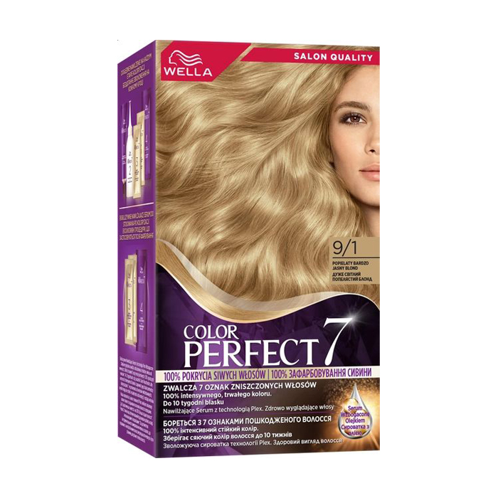 

Стійка крем-фарба для волосся WELLA Color Perfect 7, 9/1 Дуже світлий попелястий блонд, 135 мл