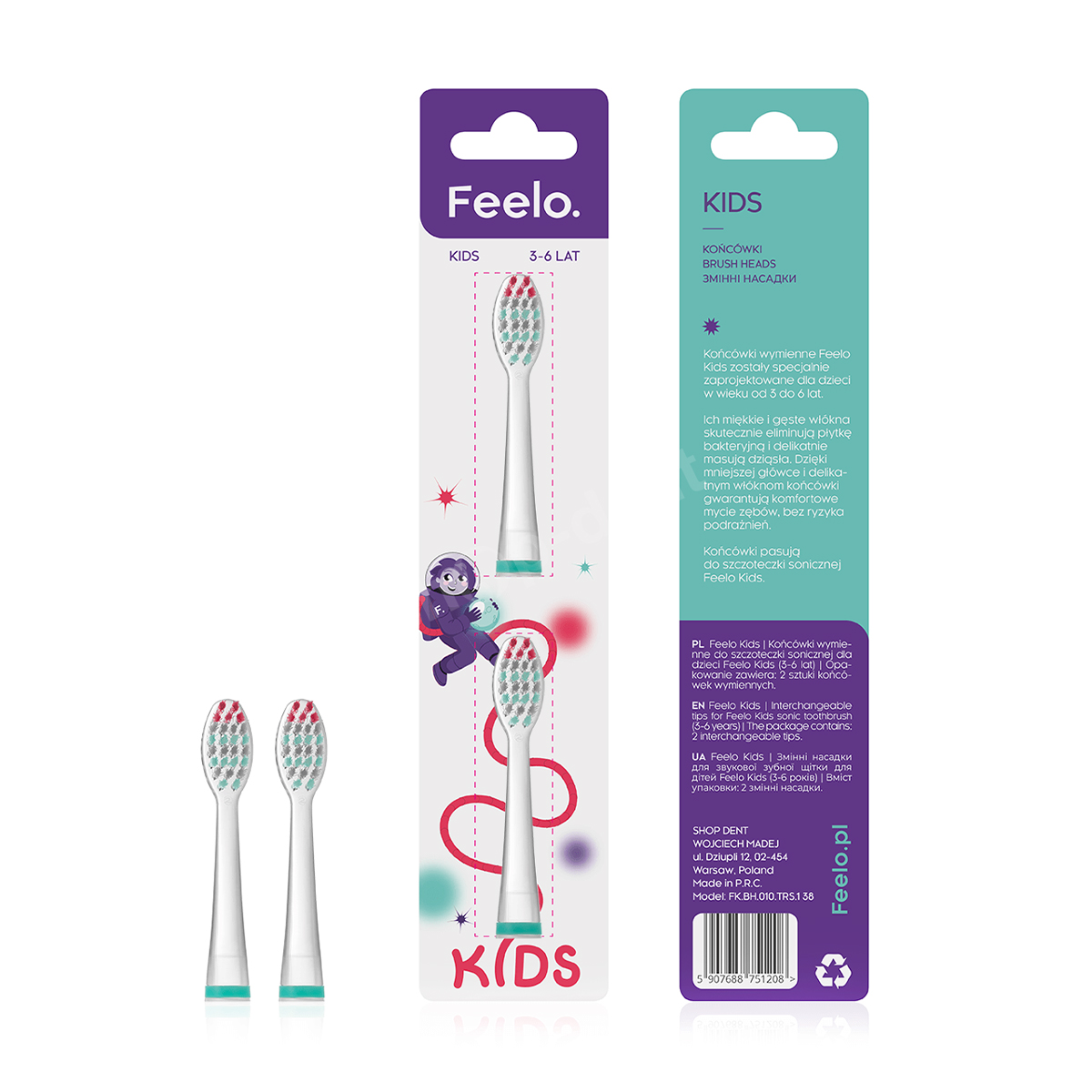

Насадки для звукової зубної щітки Feelo Kids від 3 до 6 років, білі, 2 шт (FK.BH.010.TRS.1-2)
