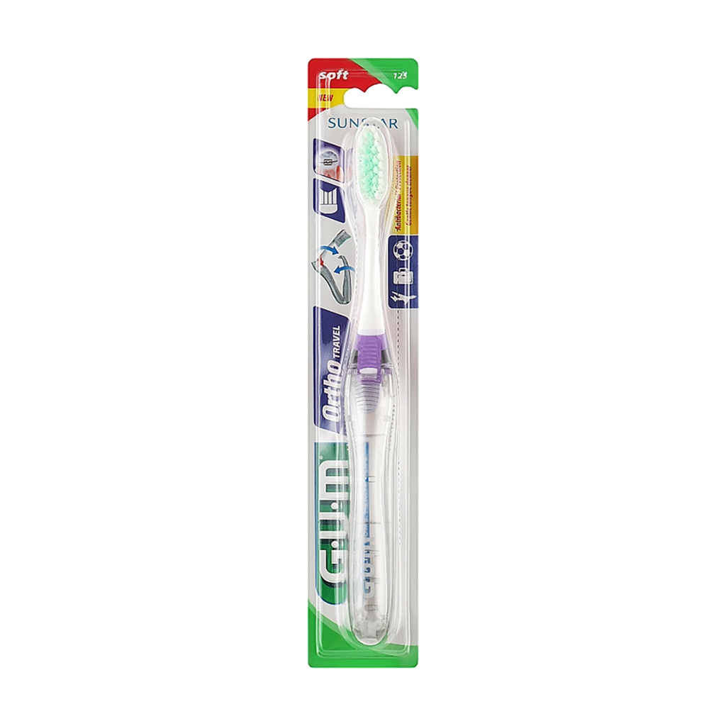 

Ортодонтична дорожня зубна щітка GUM Sunstar Orthodontic Travel Toothbrush м'яка, фіолетова, 1 шт