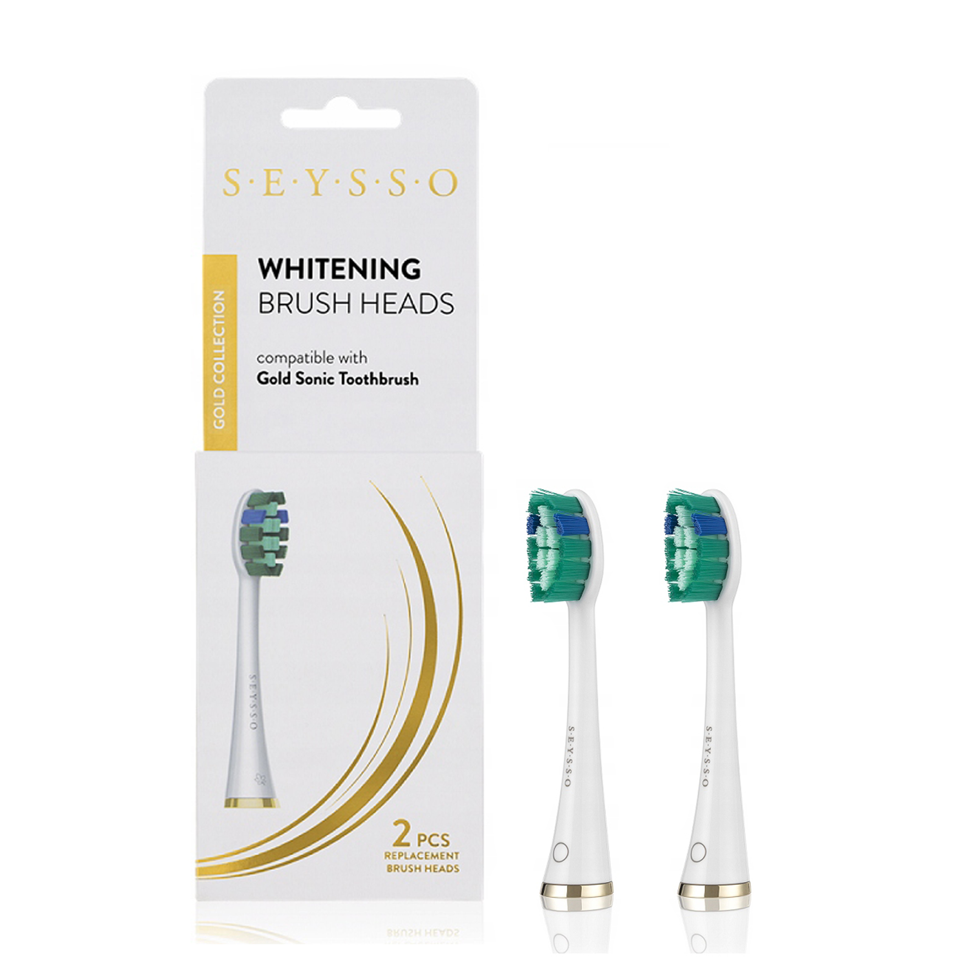 

Змінні насадки для електричної зубної щітки Seysso Gold Whitening White, 2 шт