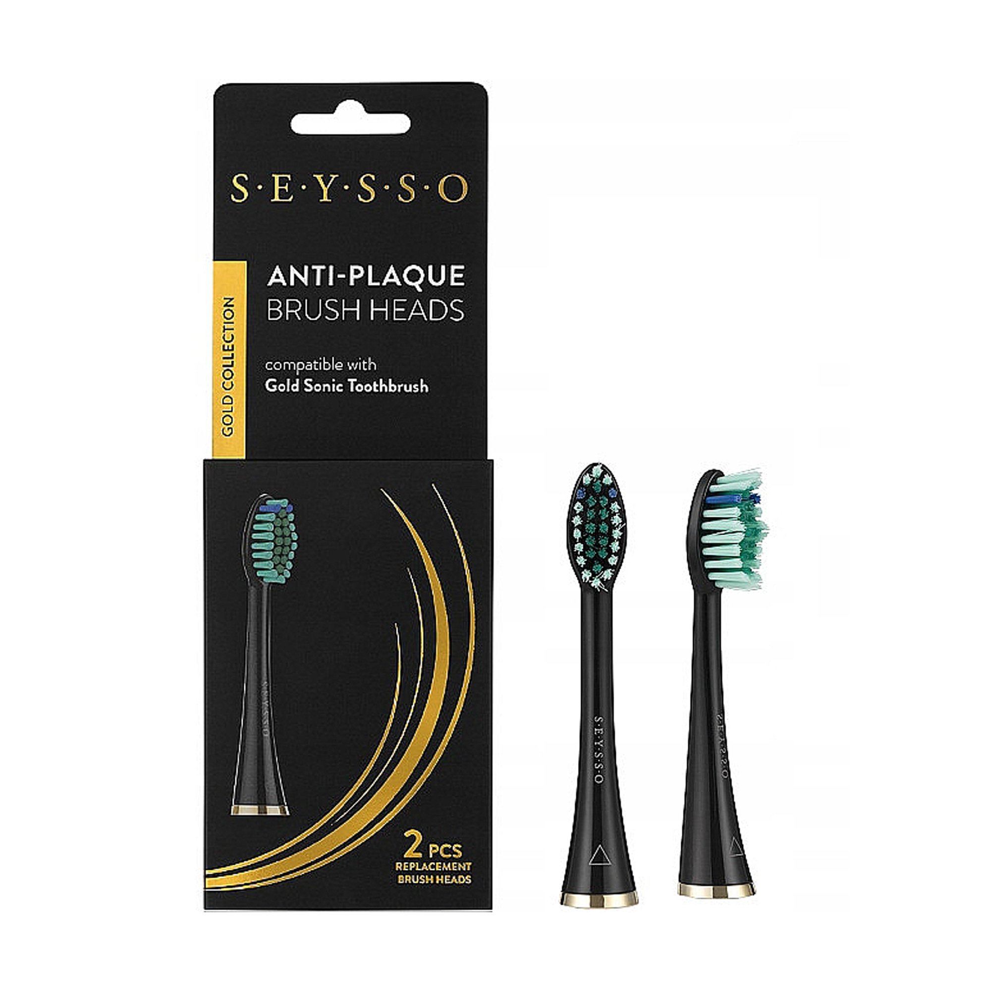 

Змінні насадки для електричної зубної щітки Seysso Gold Anti-Plaque Black, 2 шт