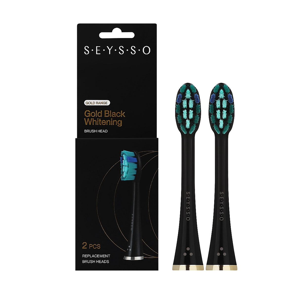 

Змінні насадки для електричної зубної щітки Seysso Gold Anti-Plaque Black, 2 шт