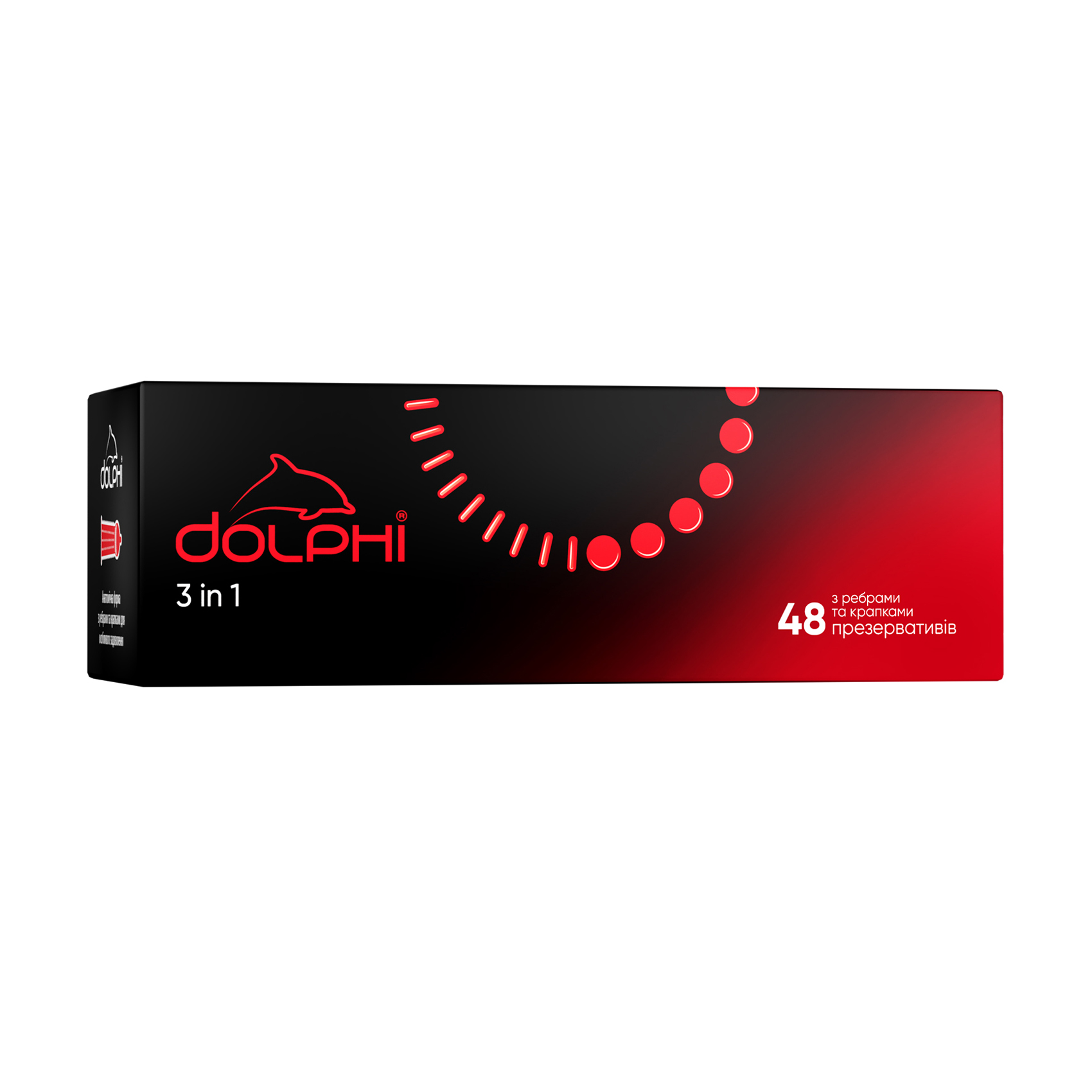

Уцінка! Презервативи Dolphi 3 in 1 з ребрами та крапками, 48 шт