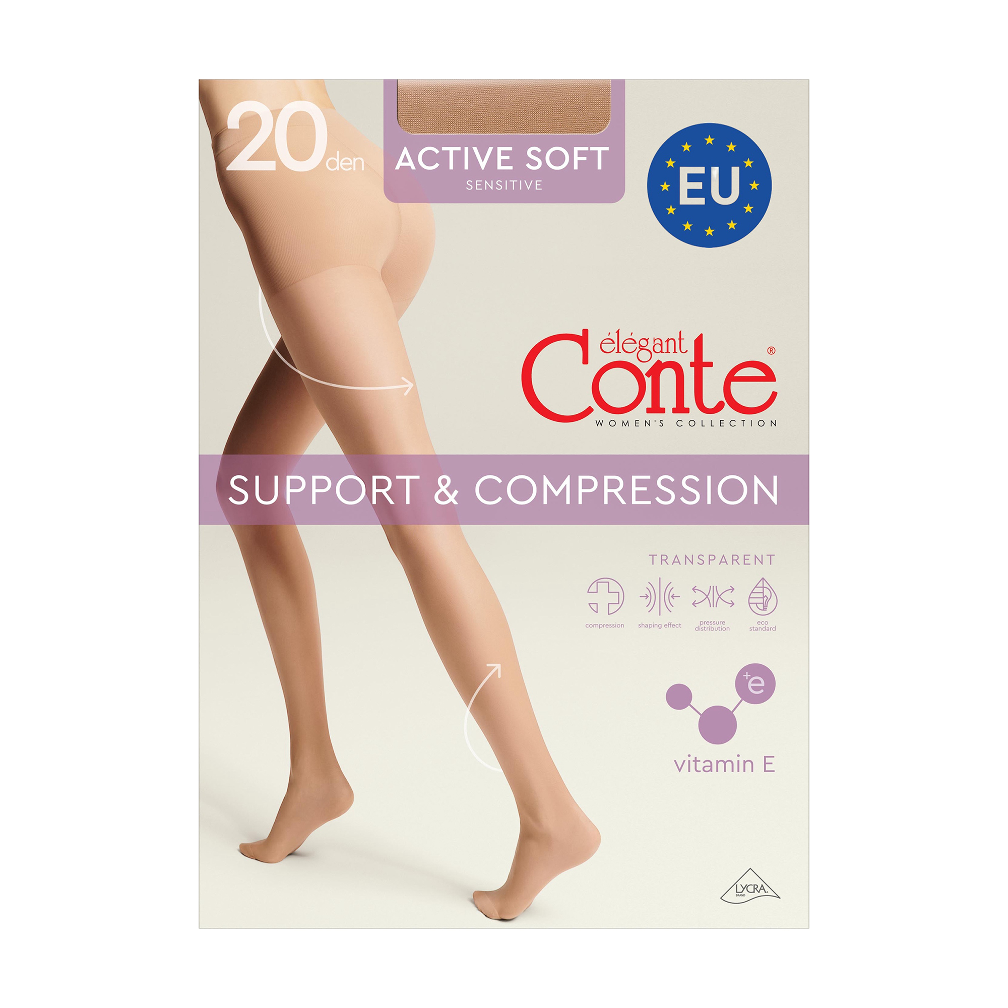 Колготки жіночі Conte elegant Aсtive Soft з утягувальними шортиками 20 DEN, Natural, розмір 3