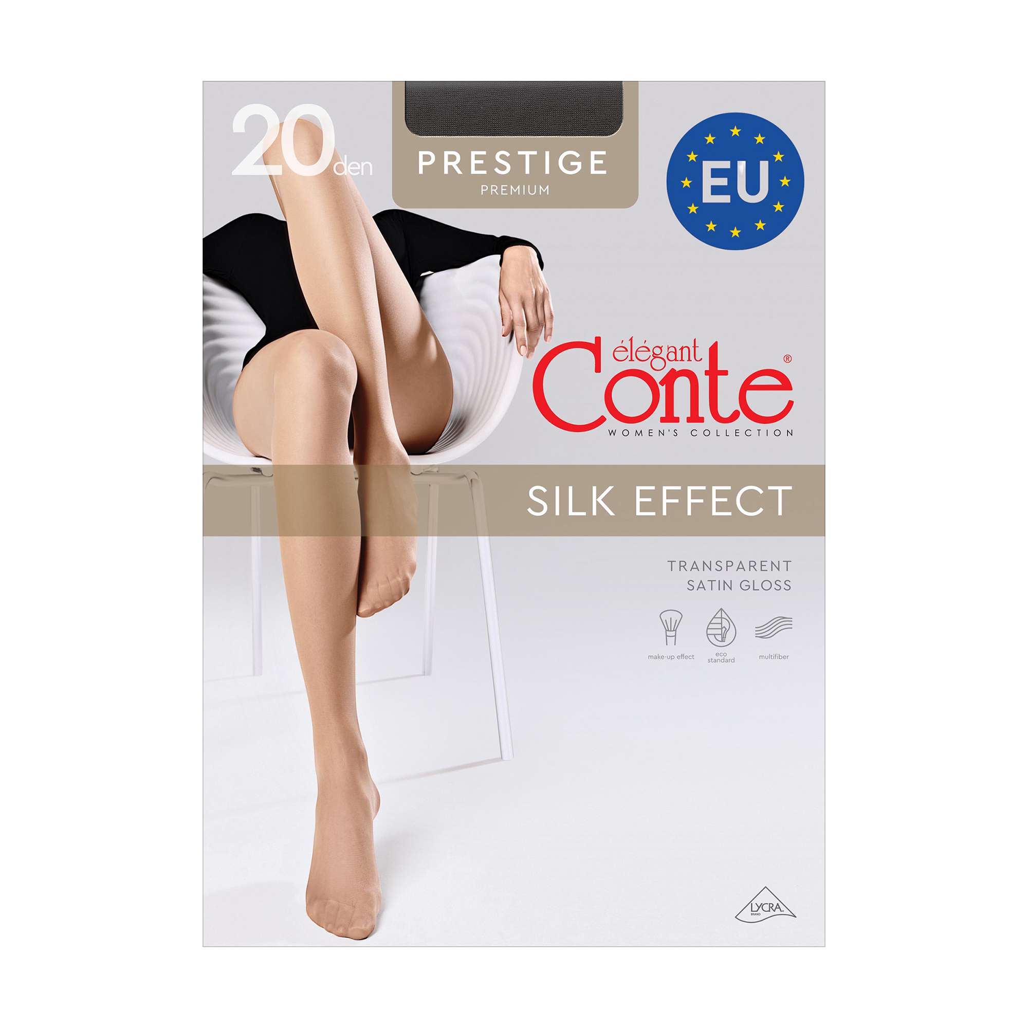 

Колготки жіночі Conte elegant Prestige з ефектом шовку, без шортиків, 20 DEN, Nero, розмір 2