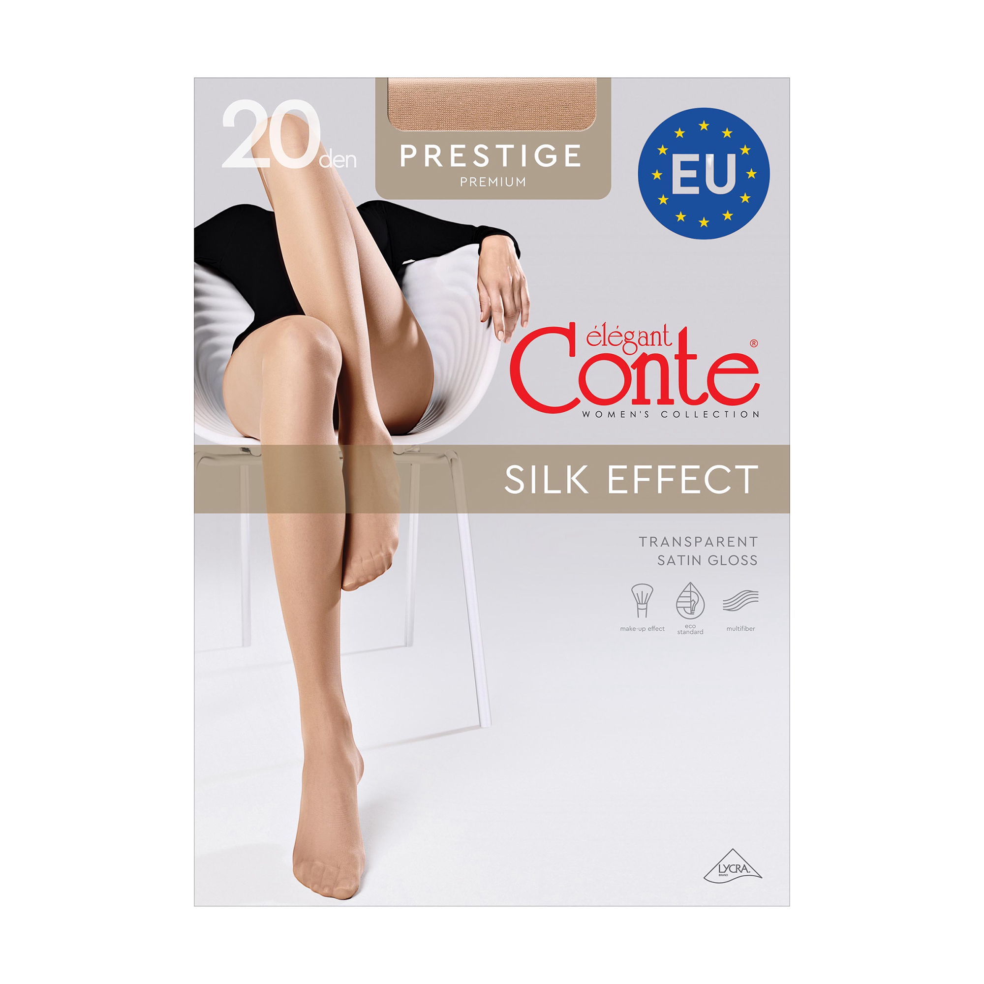 

Колготки жіночі Conte elegant Prestige з ефектом шовку, без шортиків, 20 DEN, Natural, розмір 4