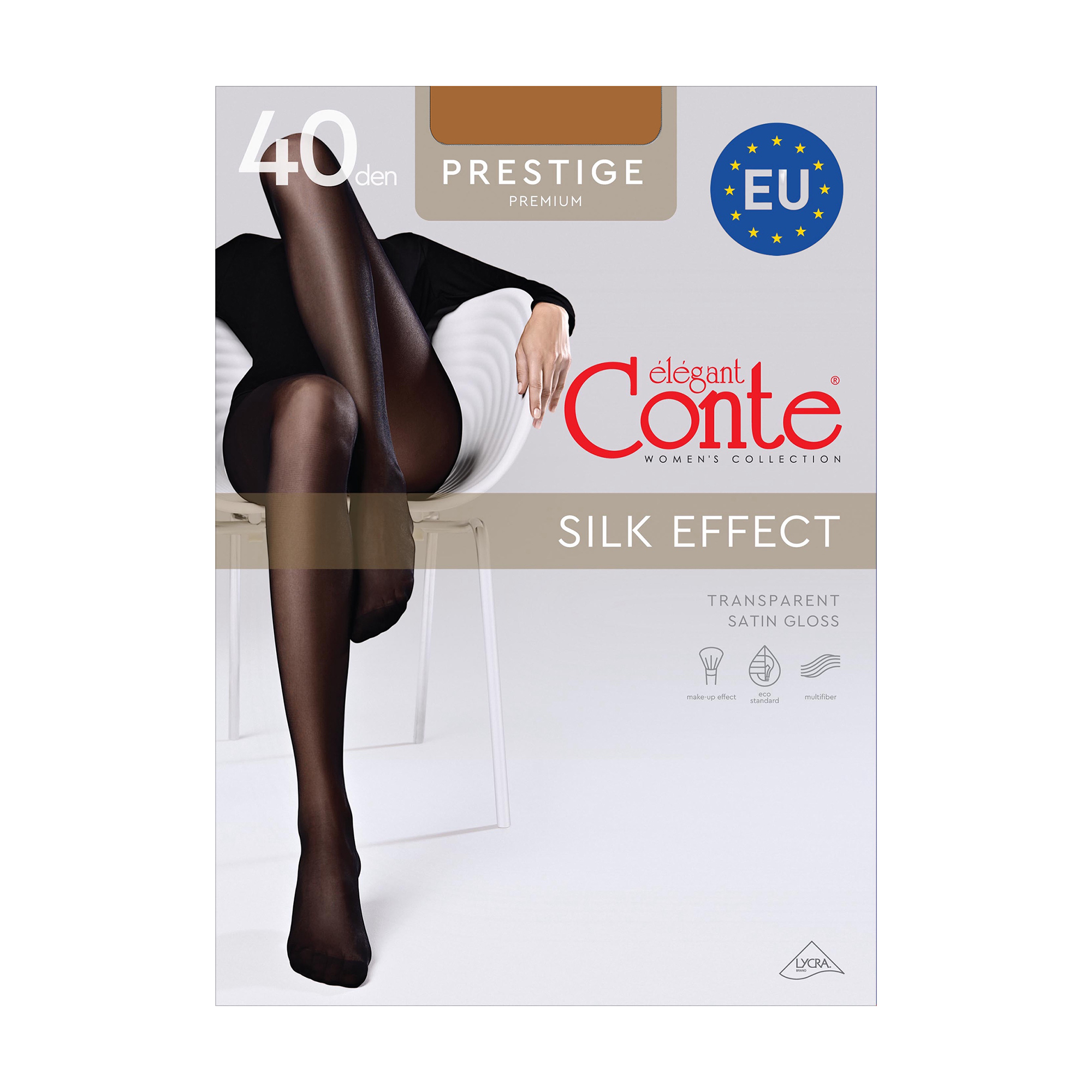 

Колготки жіночі Conte elegant Prestige з ефектом шовку, без шортиків, 40 DEN, Bronz, розмір 4