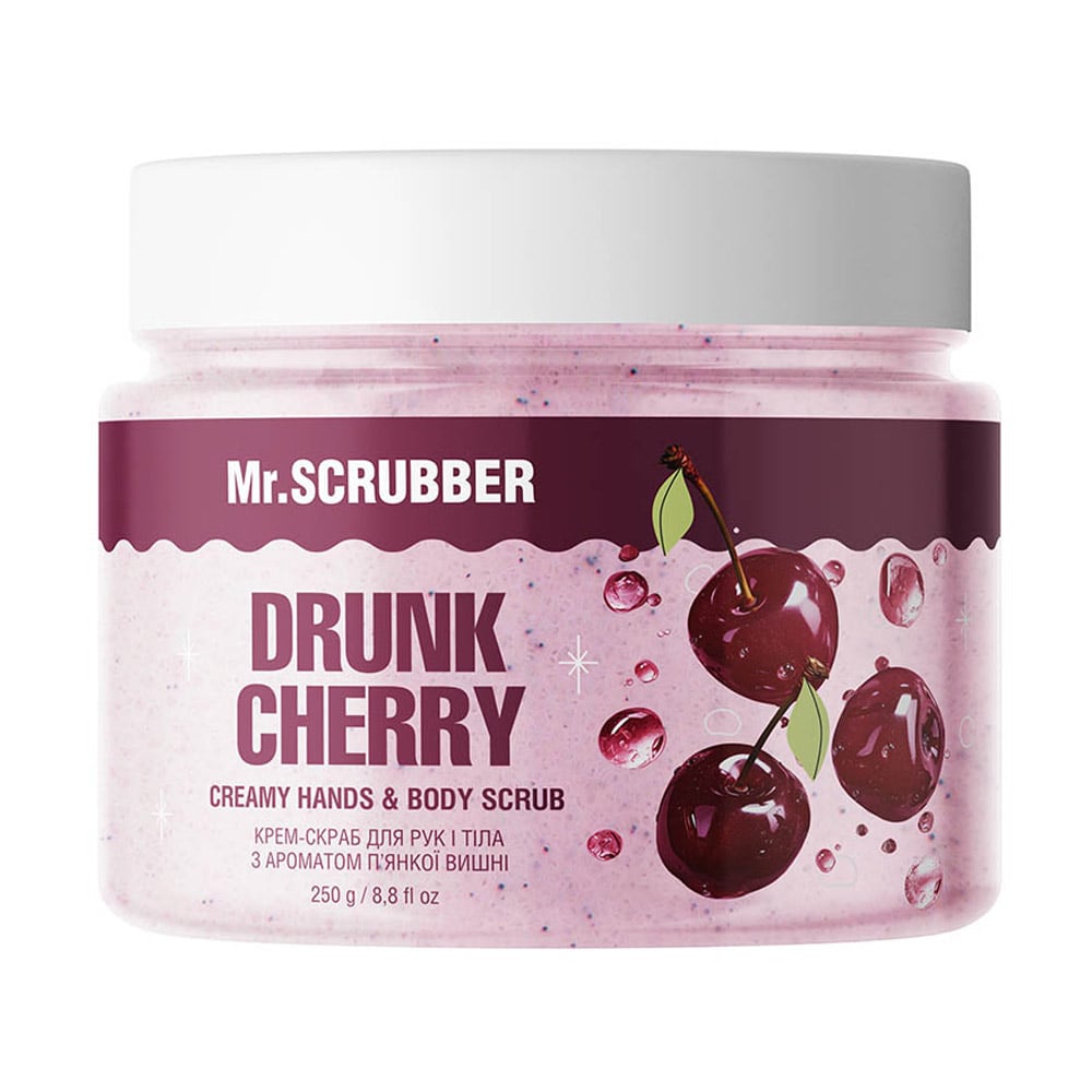 

Крем-скраб для рук і тіла Mr.Scrubber Creamy Hands & Body Scrub Drunk Cherry з ароматом п'янкої вишні, 250 г