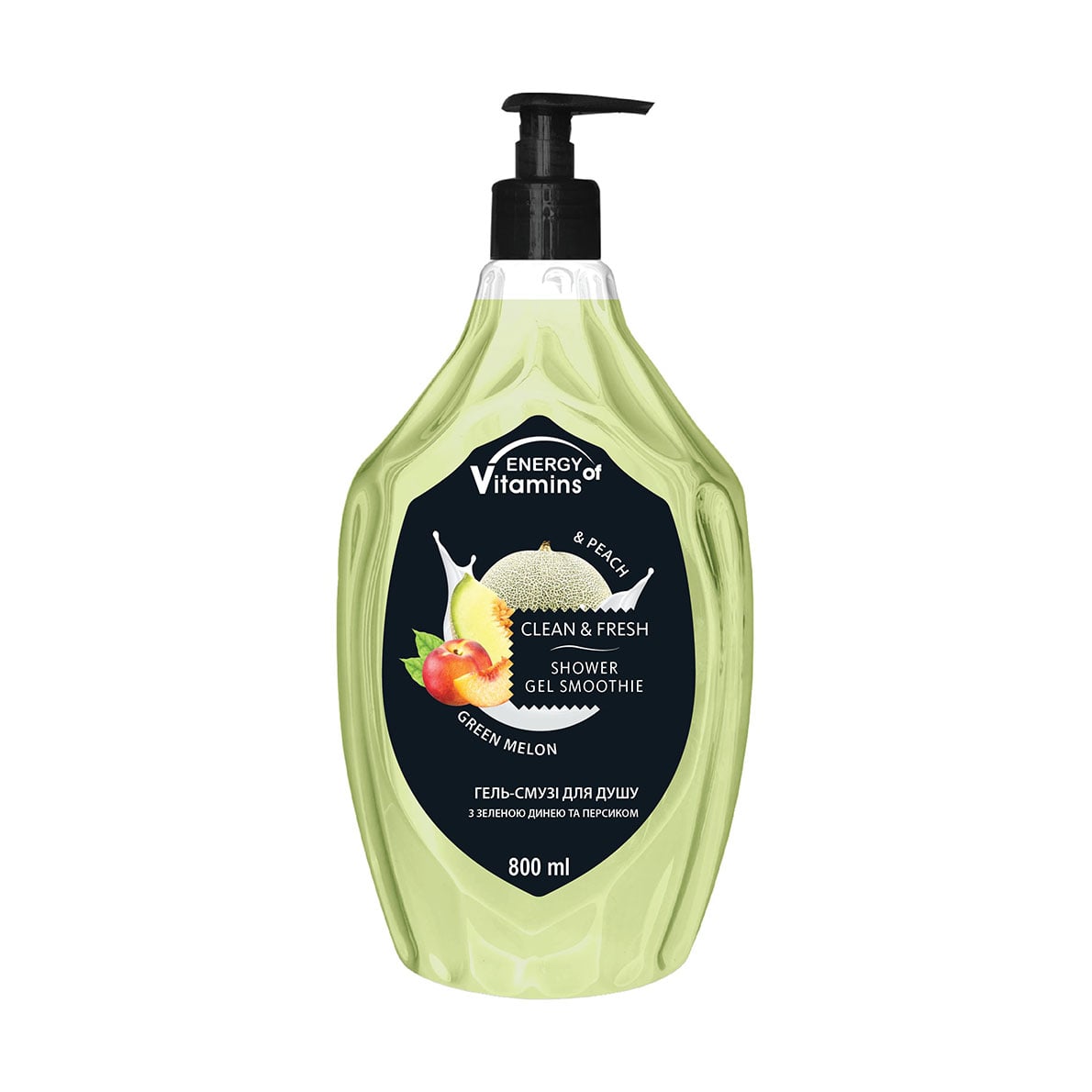 

Гель-смузі для душу Energy of Vitamins Shower Gel Smoothie Green Melon & Peach, 800 мл