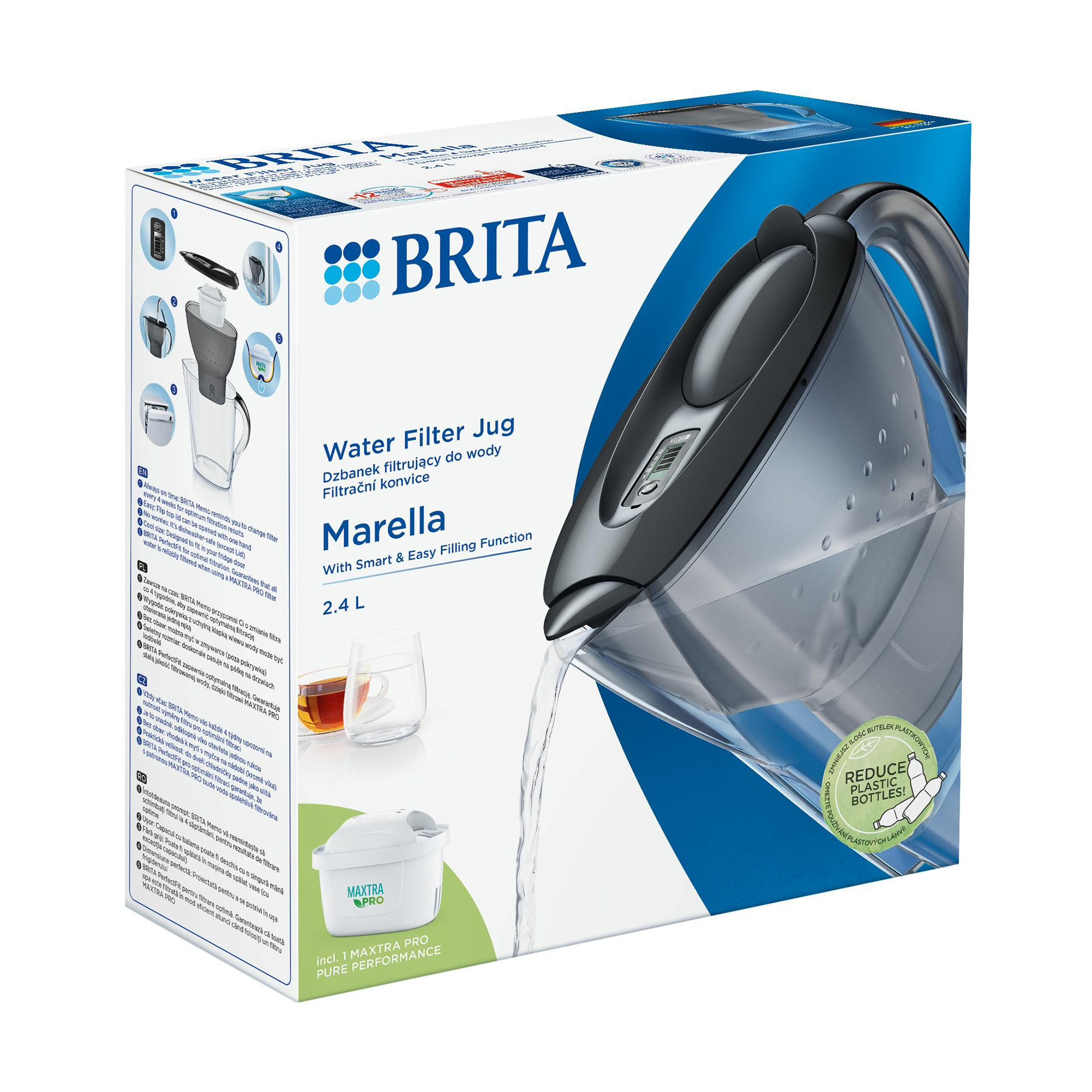 

Уцінка! Фільтр-глечик для води Brita Marella MX Pro, графіт, 2.4 л