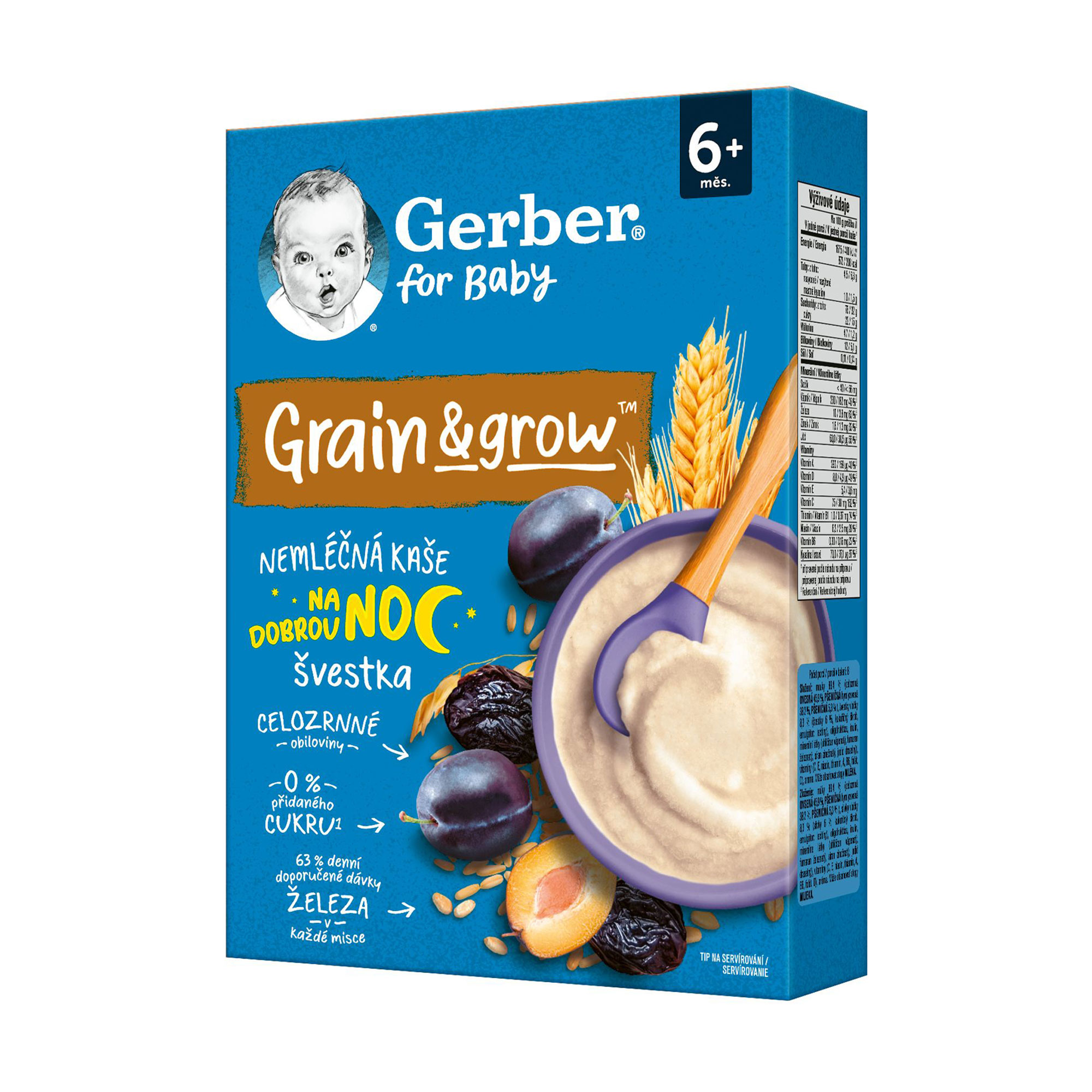 

Уцінка! Дитяча суха безмолочна швидкорозчинна каша Gerber Grain & Grow Вівсяно-пшенична з чорносливом, від 6 місяців, 200 г