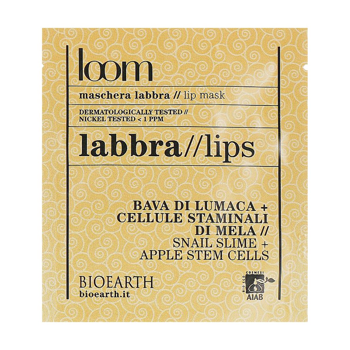 

Тканинна маска для губ Bioearth Loom Lip Mask з екстрактом слизу равлика та стовбуровими клітинами яблука, 3 мл