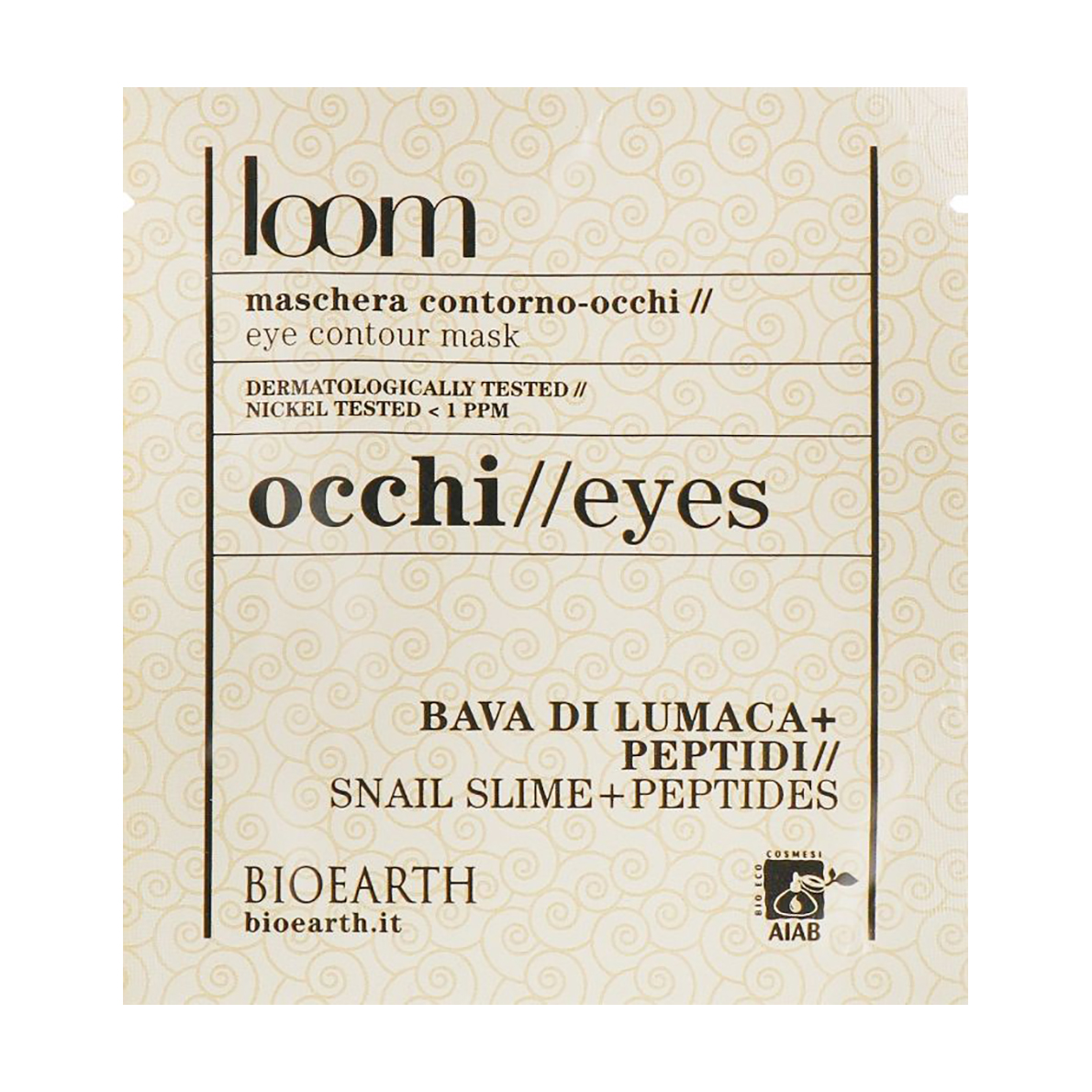 Уцінка! Тканинна маска для шкіри навколо очей Bioearth Loom Eye Contour Mask з екстрактом слизу равлика та пептидами, 3 мл