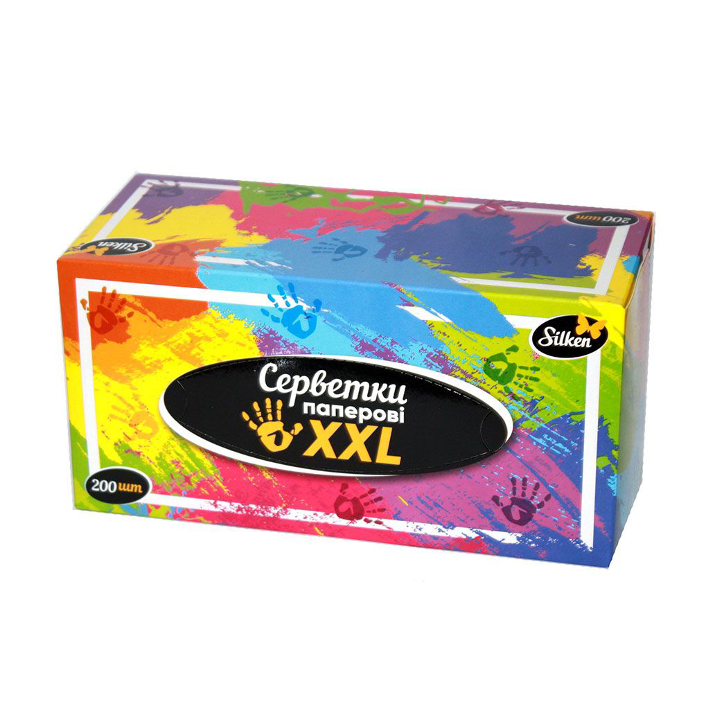 

Уцінка! Серветки паперові Silken XXL у коробці, 2-шарові, 20*20 см, 200 шт