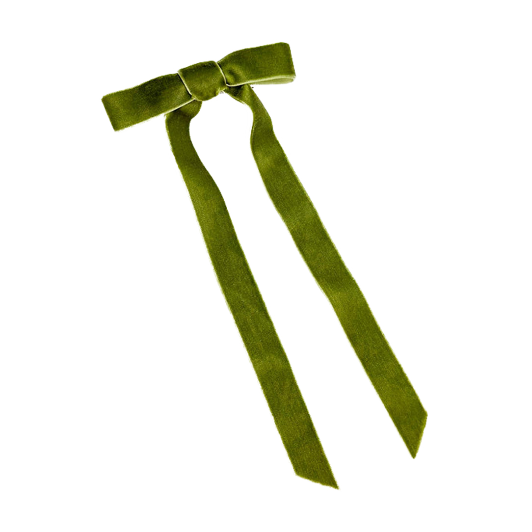 Бант для волосся Miso оксамитовий, стрічка, зелений, 20*2 см, 1 шт (L002-6)