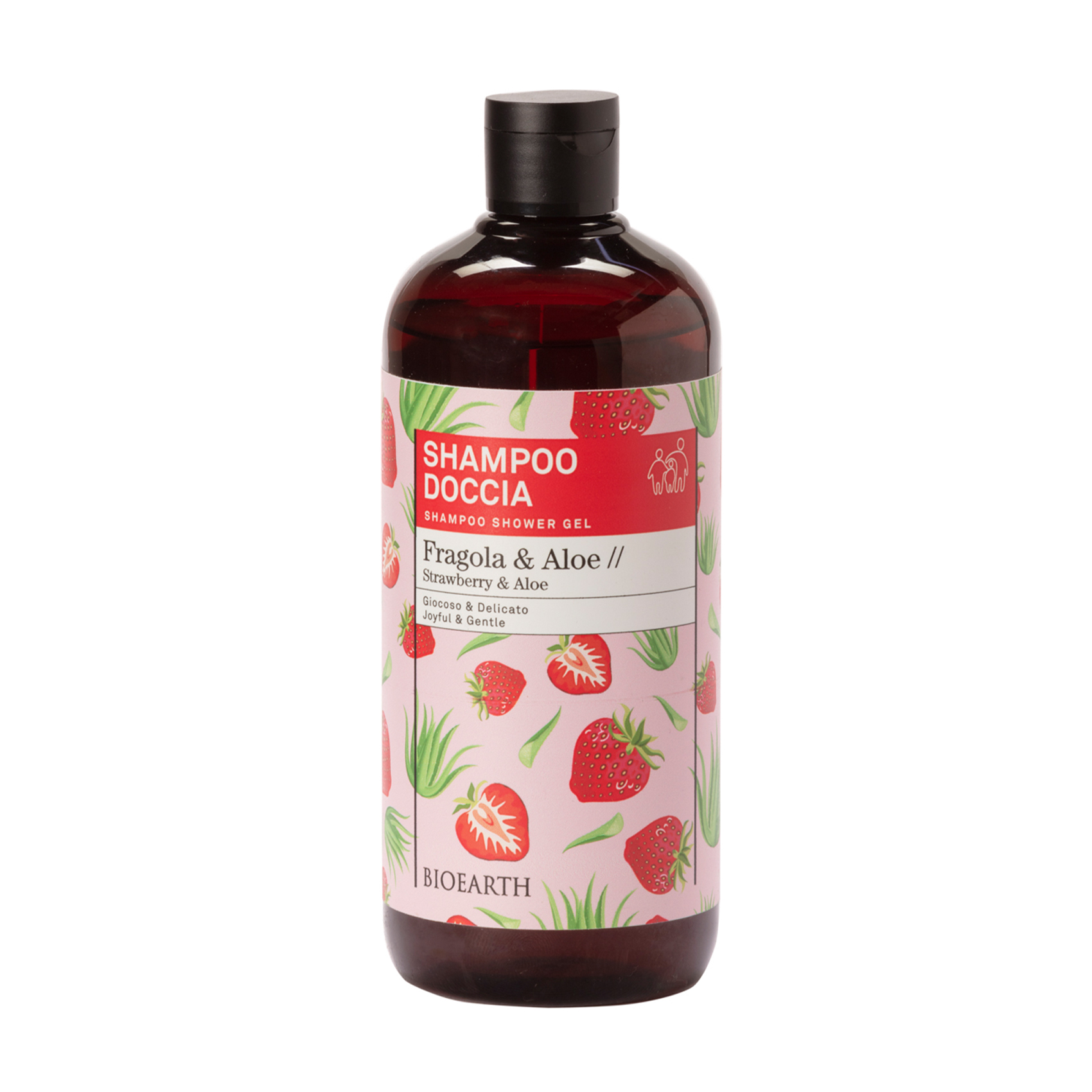 

Уцінка! Шампунь-гель для волосся та душу Bioearth Family Shampoo Shower Gel Полуниця та алое вера, 500 мл