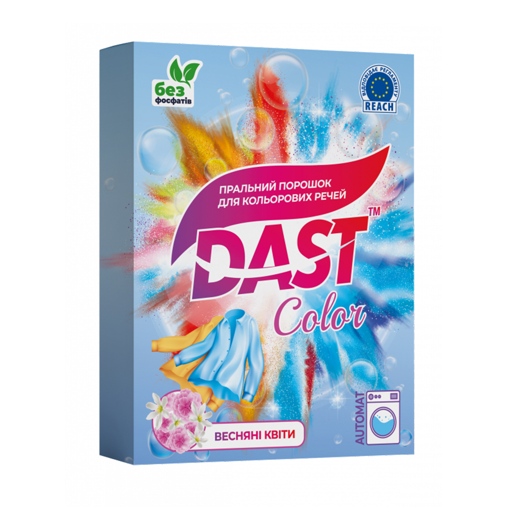 

Безфосфатний пральний порошок DAST Color Весняні квіти, автомат, 300 г