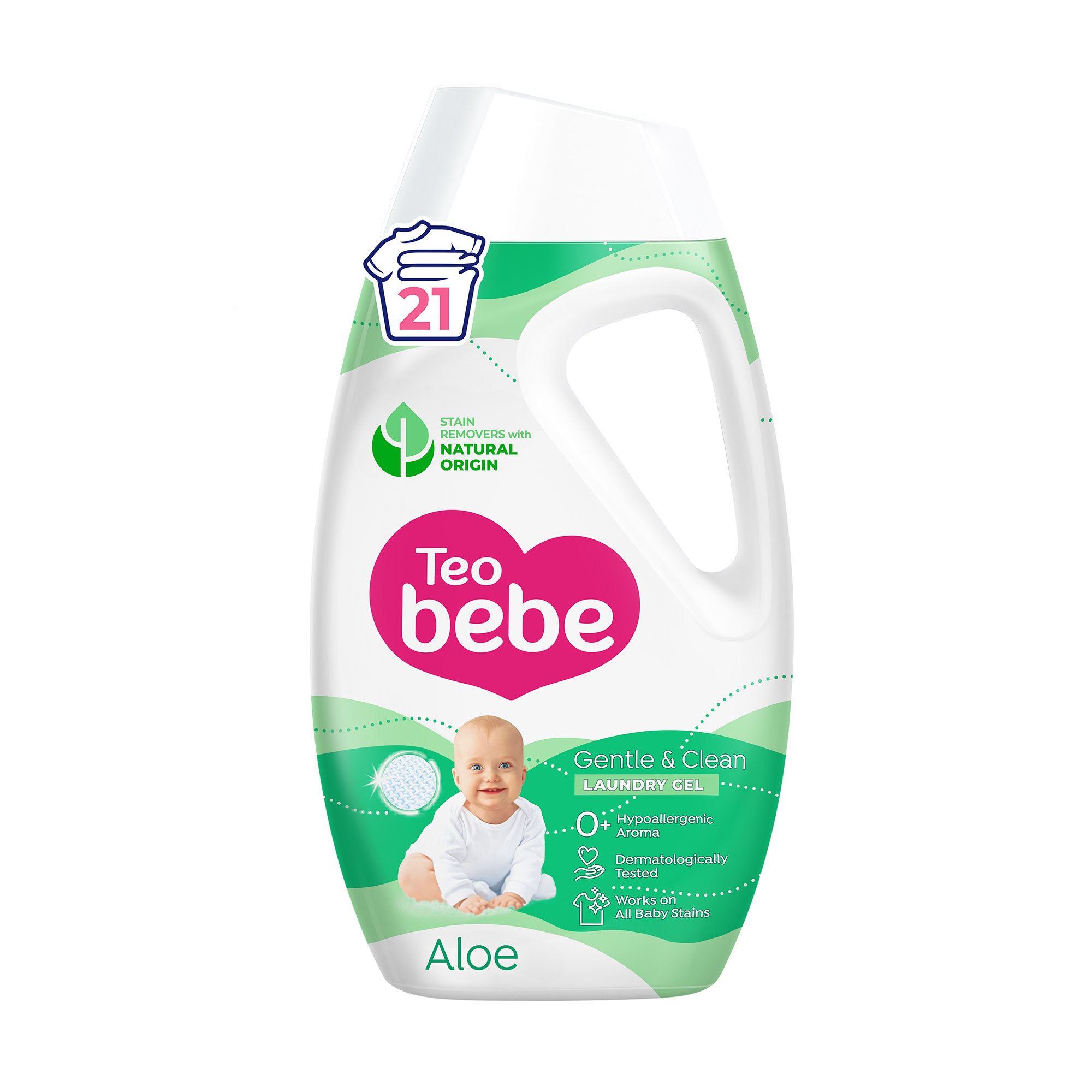 

Гель для прання Teo Bebe Gentle & Clean Aloe для дитячих речей, 21 цикл прання, 945 мл