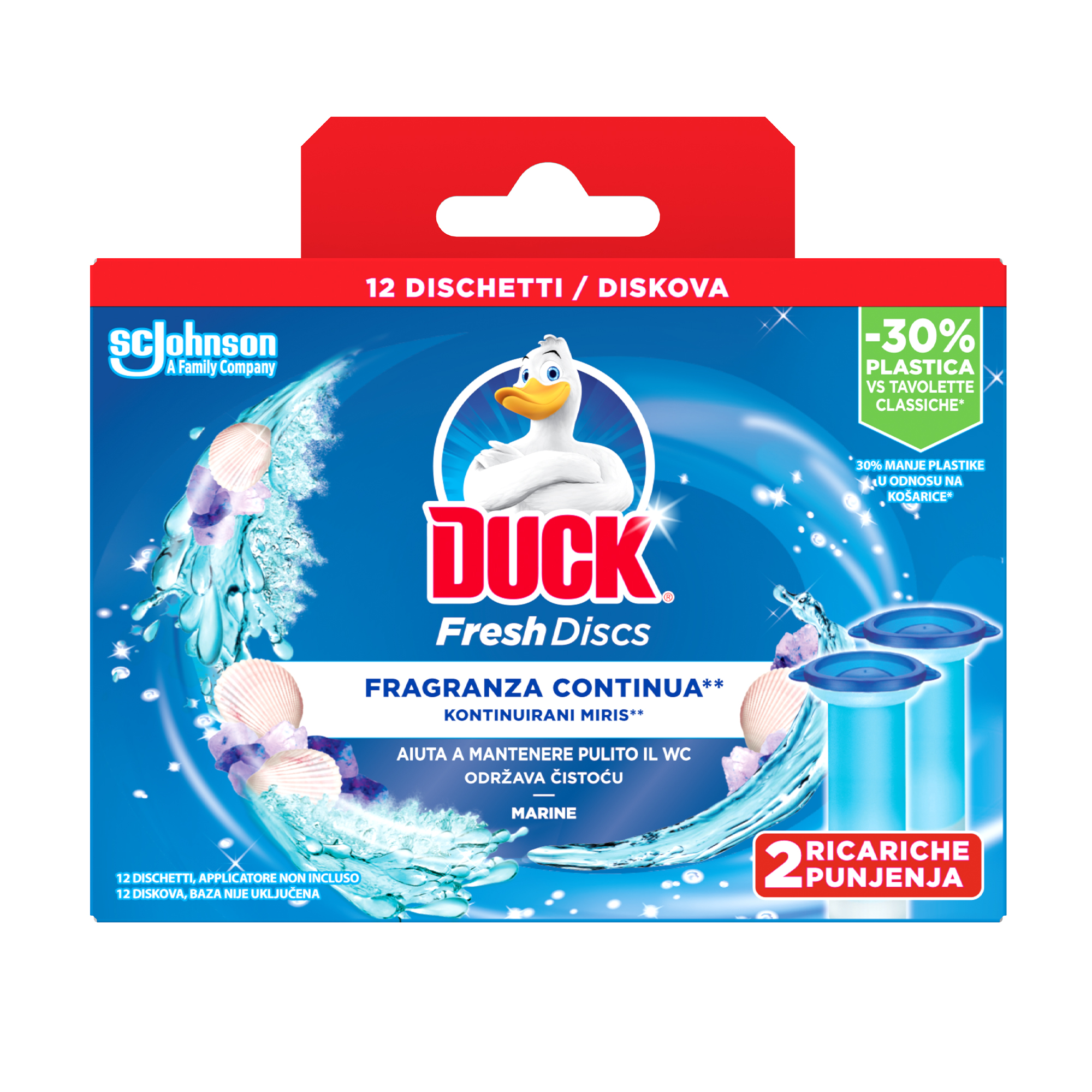 

Уцінка! Диски чистоти для туалета Duck Морська свіжість, 2*36 мл (змінний блок)