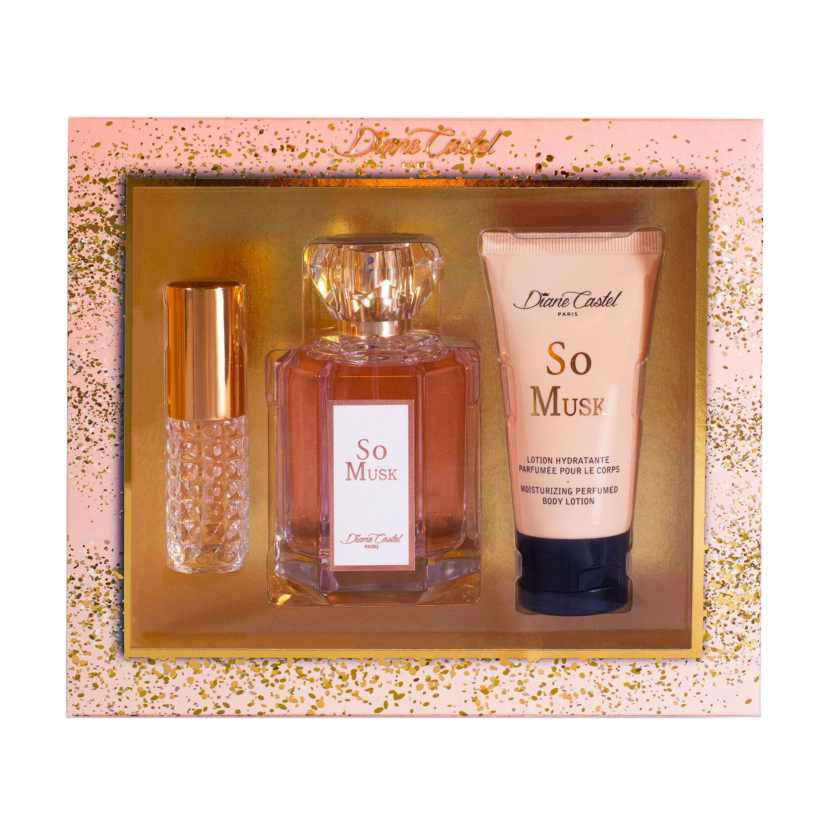

Парфумований набір жіночий Diane Castel So Musk (парфумована вода, 100 мл + лосьон для тіла, 50 мл + парфумована вода, 10 мл)