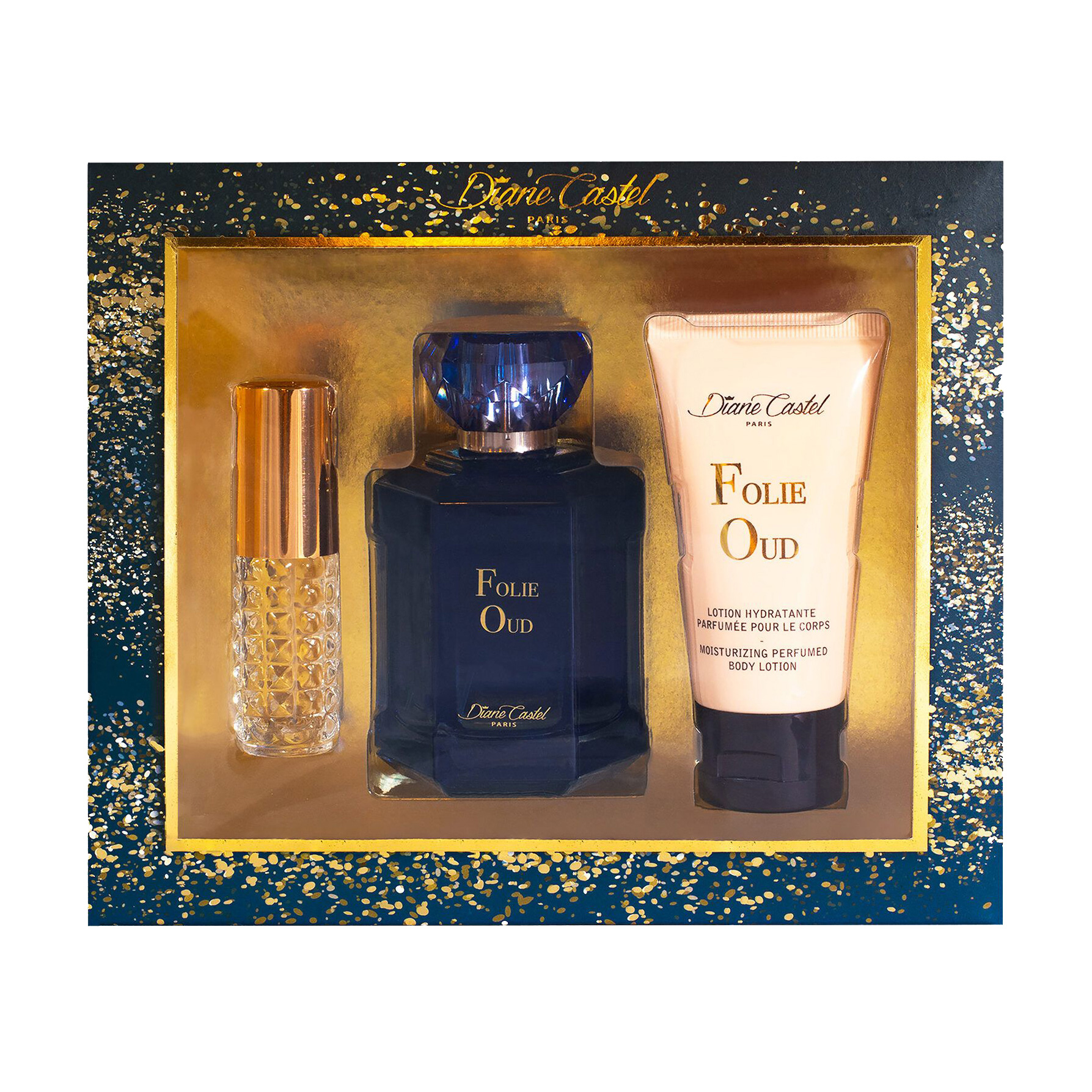 

Уцінка! Парфумований набір жіночий Diane Castel Folie Oud (парфумована вода, 100 мл + лосьон для тіла, 50 мл + парфумована вода, 10 мл)
