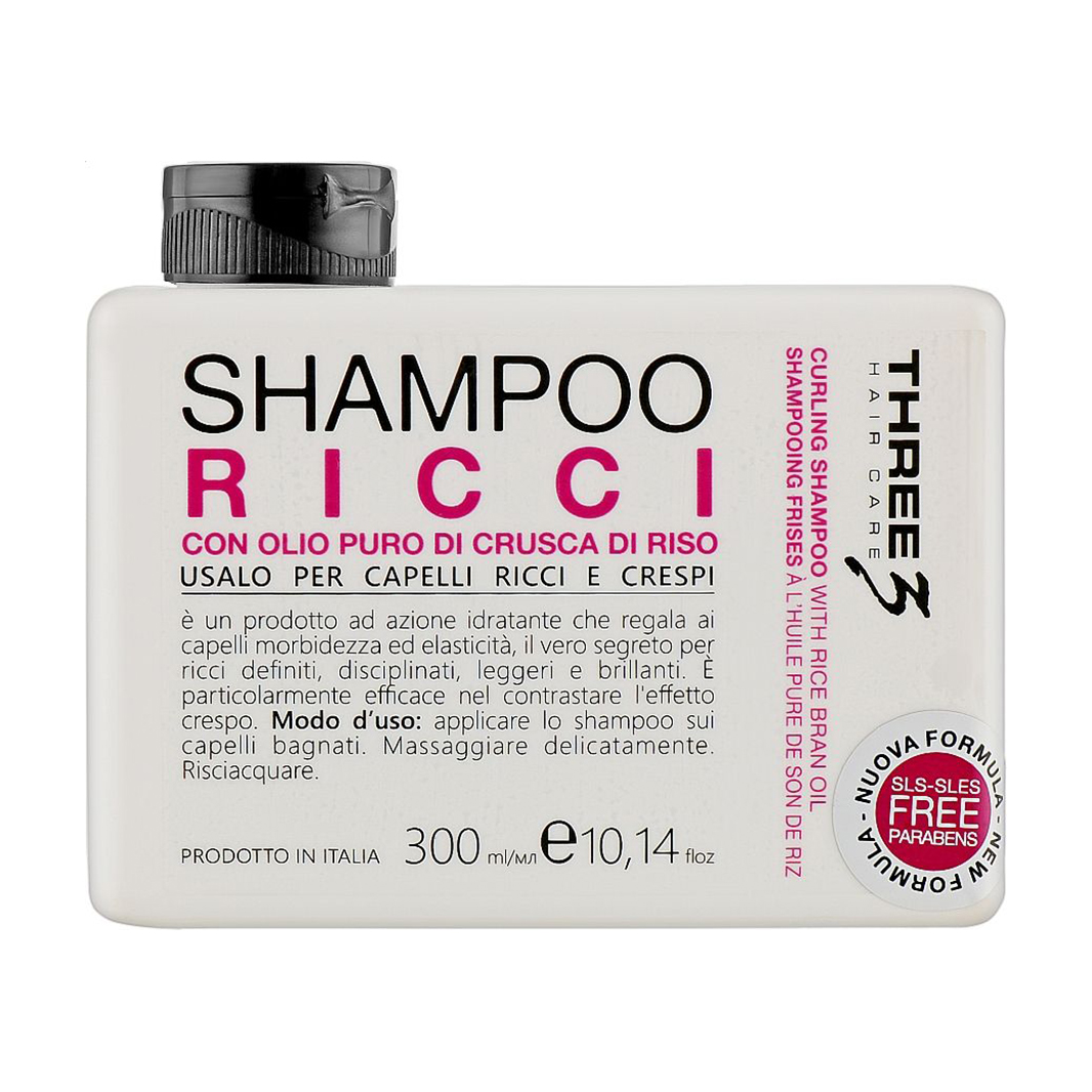 

Шампунь Faipa Roma Three Hair Care Curling Shampoo для кучерявого волосся, з олією висівок рису, 300 мл