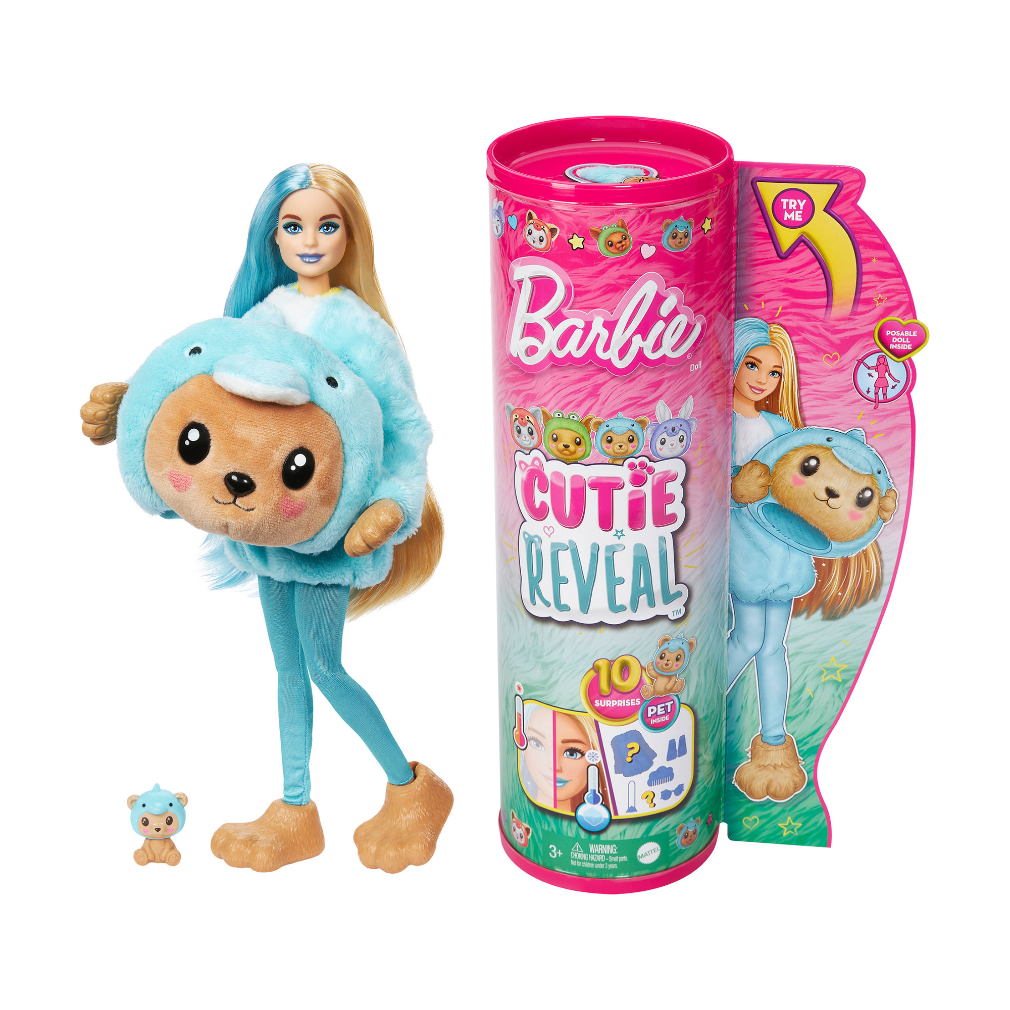 

Лялька Barbie Cutie Reveal Чудове комбо Ведмежа в костюмі дельфіна, 29 см, від 3 років (HRK25)