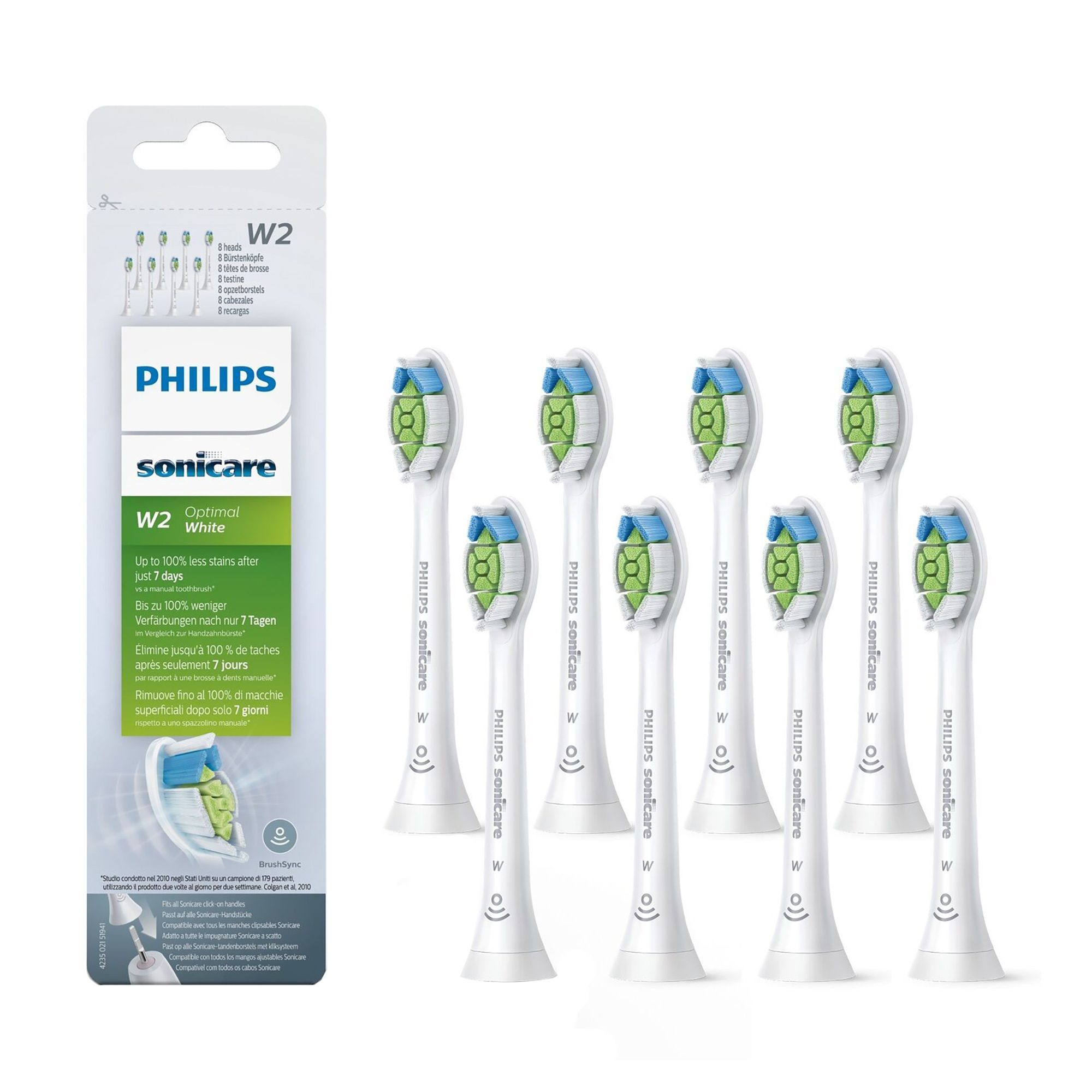 

Змінні насадки для електричної зубної щітки Philips Sonicare W2 Optimal White HX6068/12 білі, 8 шт