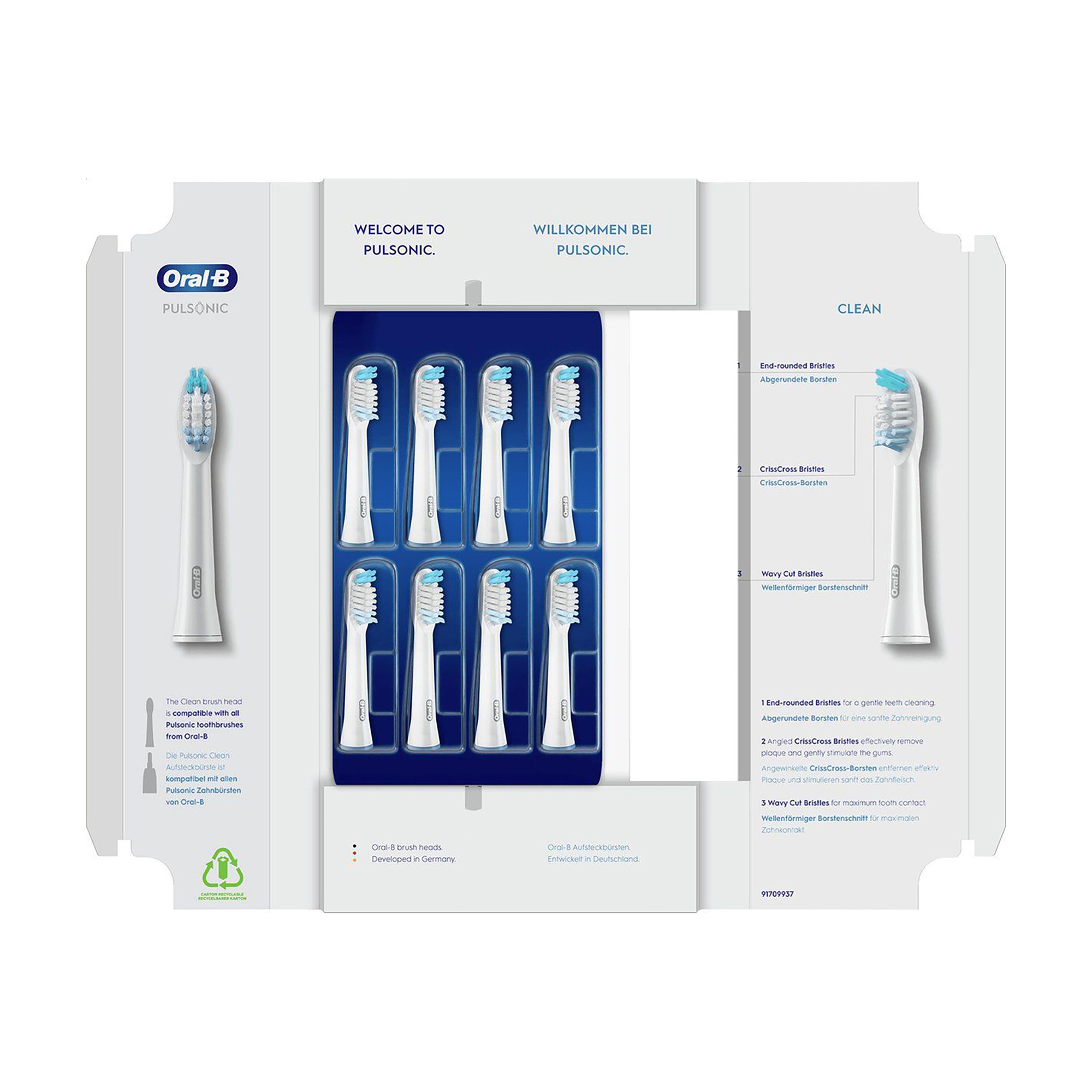 

Змінні насадки для електричної зубної щітки Oral-B Pulsonic Clean білі, 8 шт