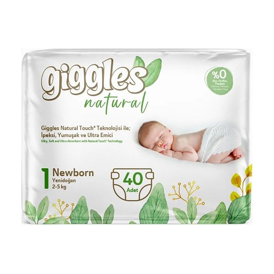 

Уцінка! Підгузки Giggles Natural розмір 1 Newborn (2-5 кг), 40 шт