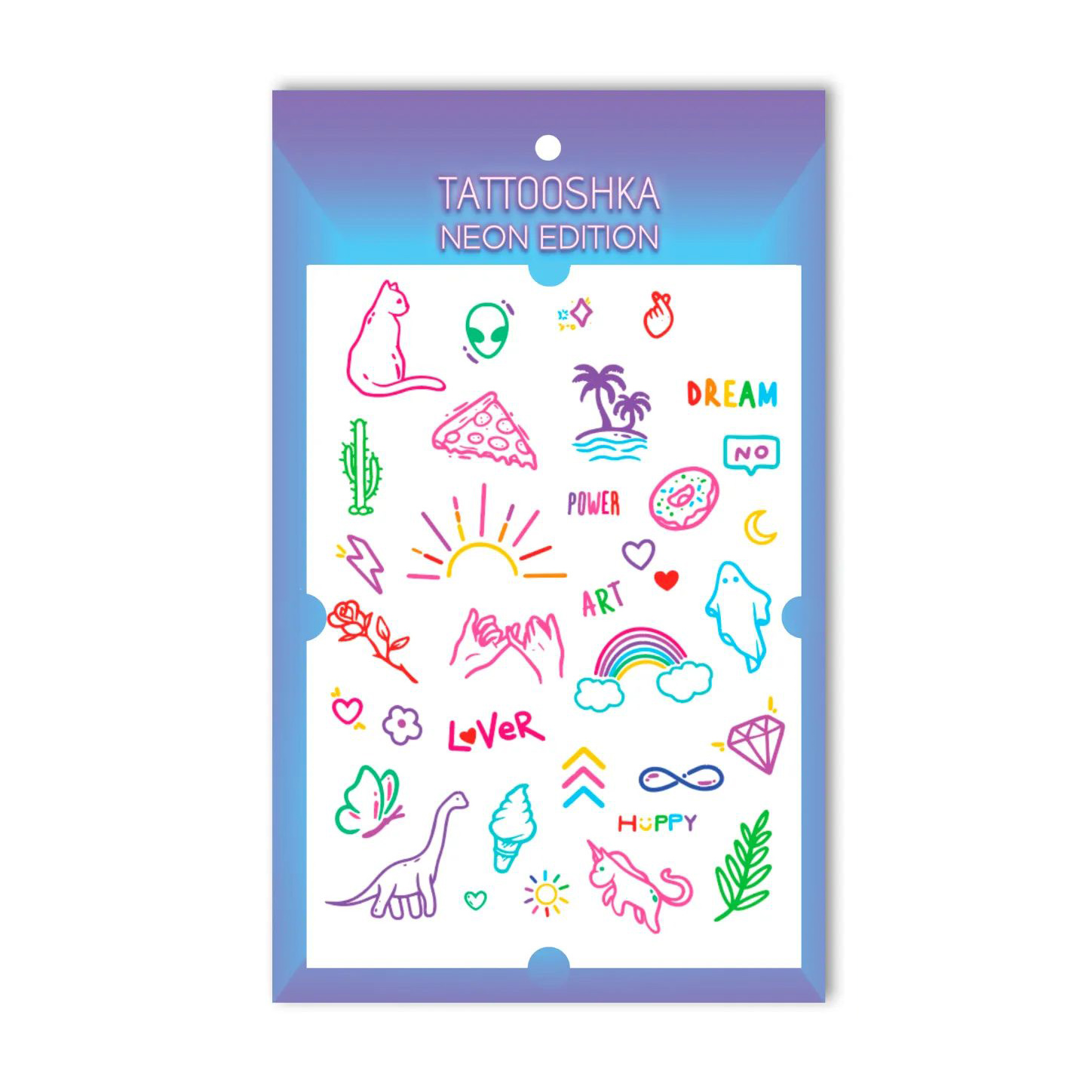

Тимчасові татуювання-наклейки Tattooshka Happy неонові