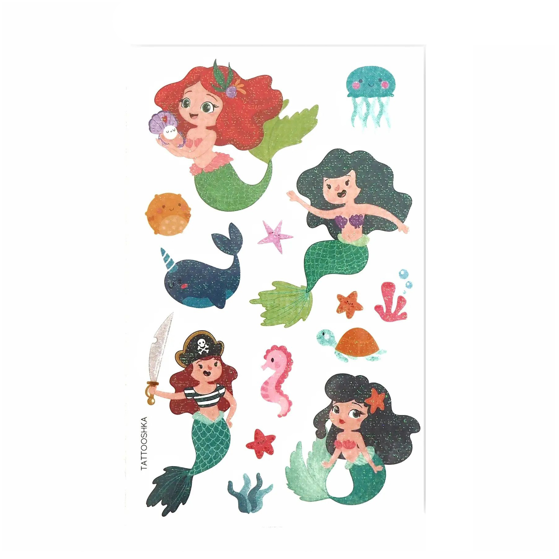 

Тимчасові татуювання-наклейки Tattooshka Русалочки з блискітками