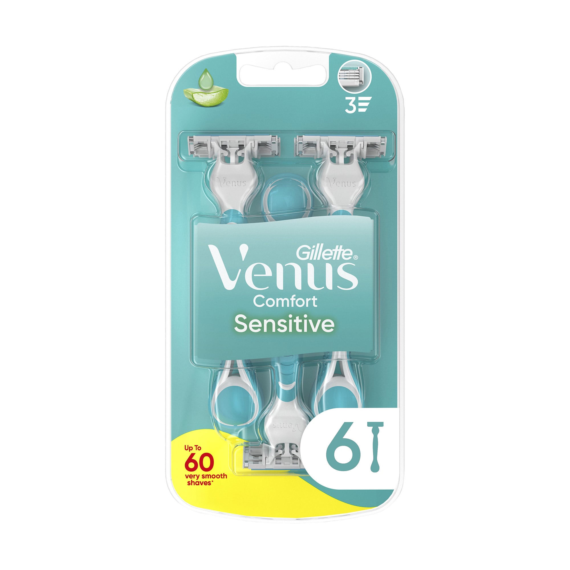 Одноразові станки для гоління жіночі (бритви) Gillette Venus 3 Sensitive, 6 шт