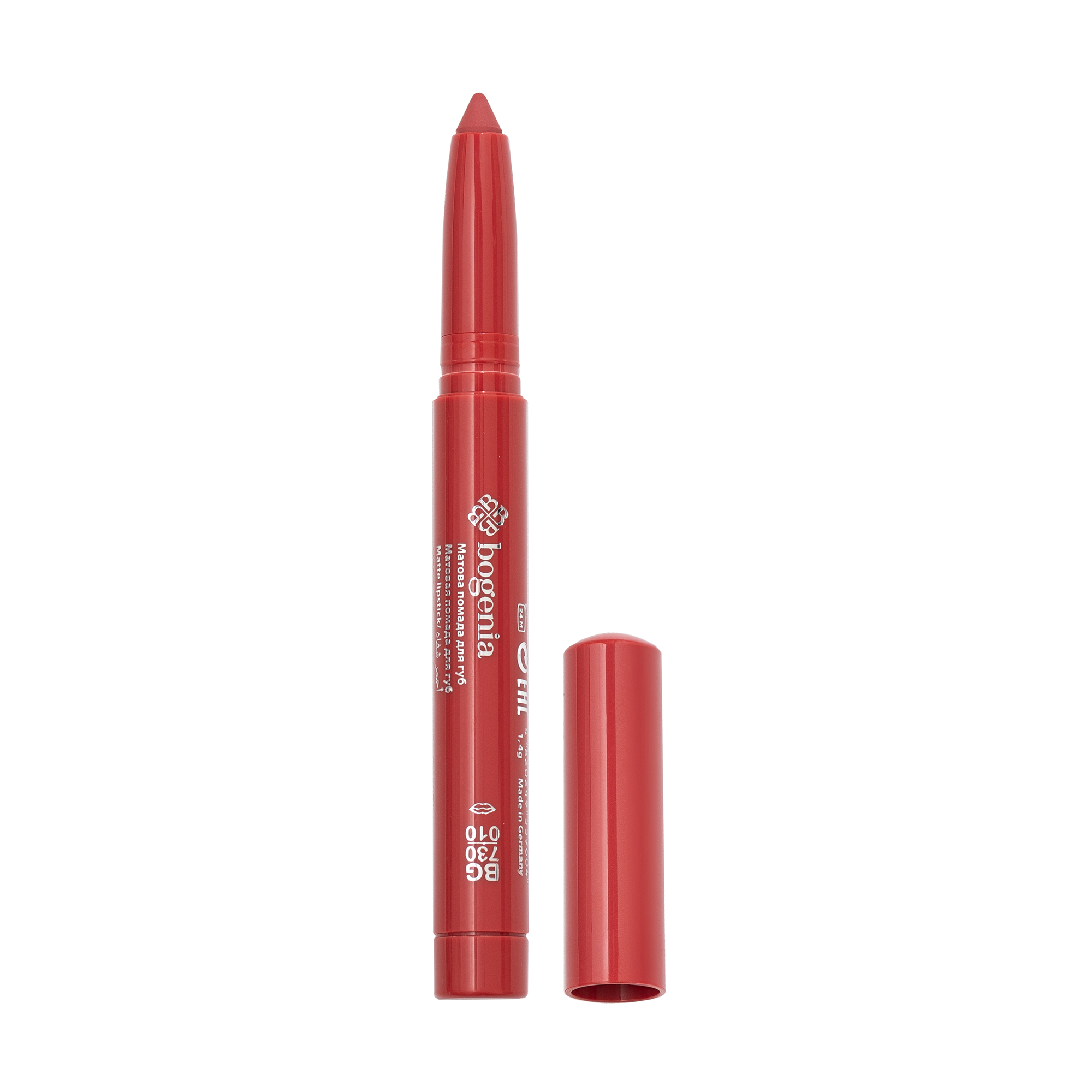 

Помада-олівець для губ Bogenia Velvet Waterproof Matte Lipstick BG730, 010 Sunset, 1.4 г