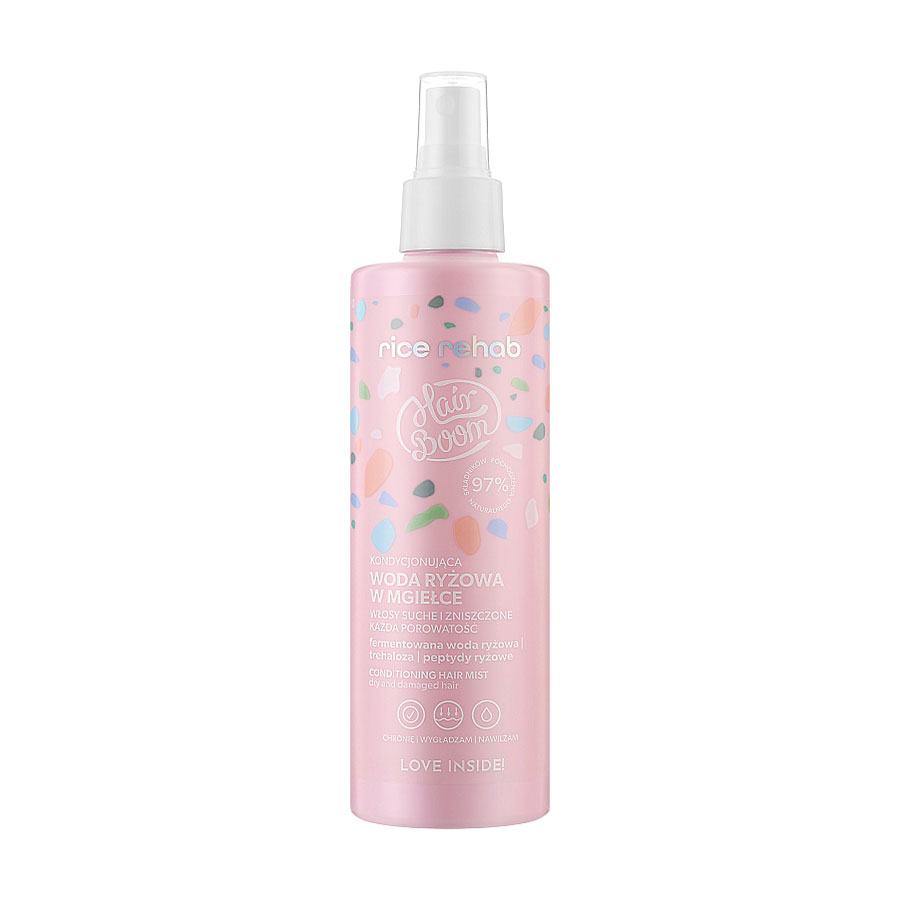 

Уцінка! Кондиціонер-міст Body Boom Hair Boom Rice Rehab Conditioning Hair Mist для сухого та пошкодженого волосся, з рисовою витяжкою, 200 мл