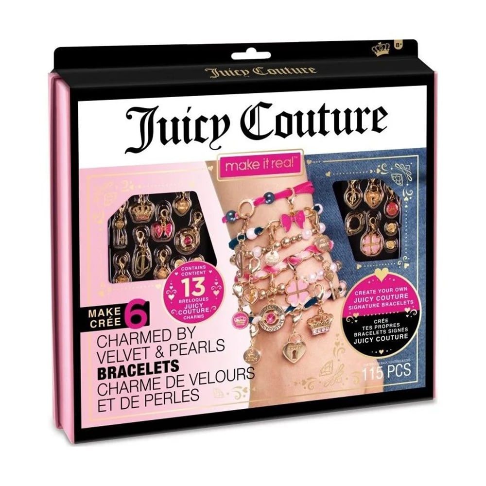 

Набір для створення шарм-браслетів Make it Real Juicy Couture Браслети прикрашені оксамитами та перлинами, від 8 років, 25*5.5*28 см (MR4417)