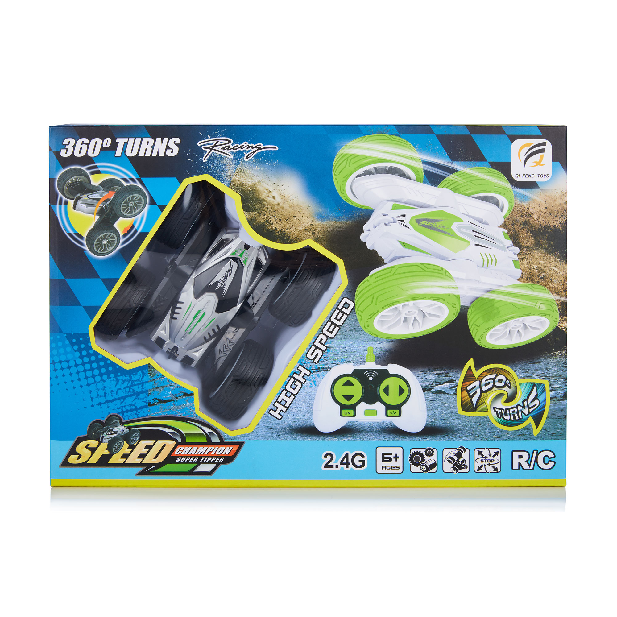 

Уцінка! Трюковий автомобіль на радіокеруванні Qi Fan Toys двосторонній перевертень, чорний (Q5 black/9900-175 black)