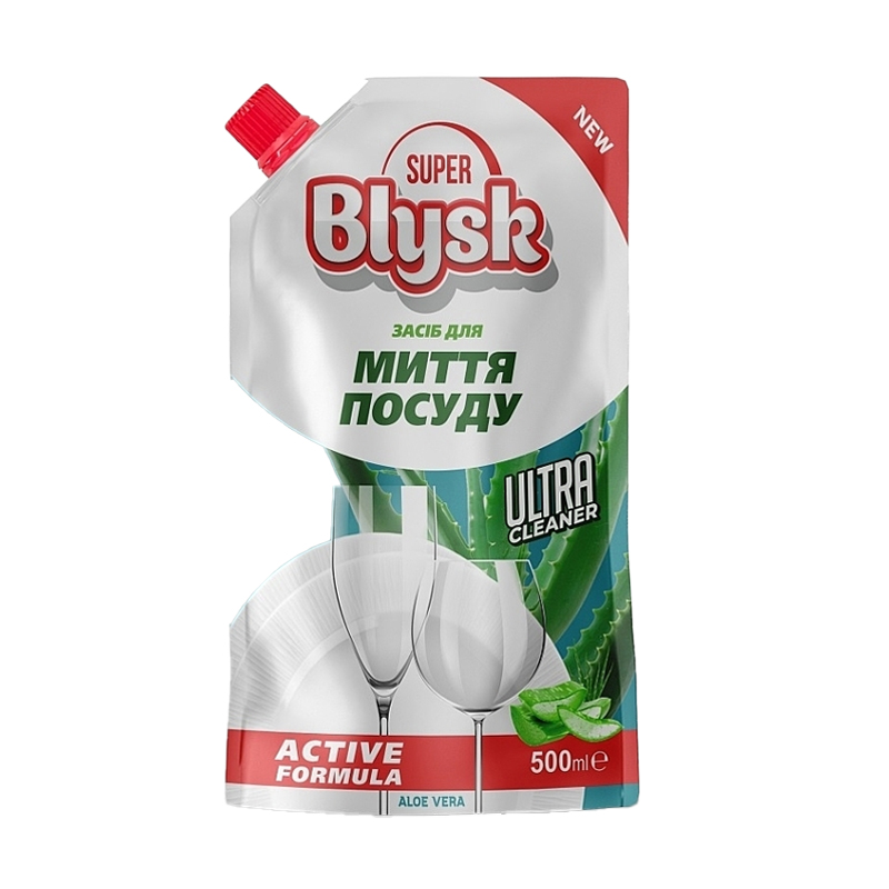 

Засіб для миття посуду Super Blysk Aloe Vera, 500 мл (дой-пак)