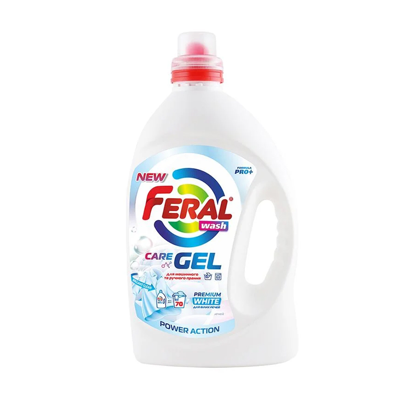 

Уцінка! Гель для прання Feral Wash White Care Gel, 70 циклів прання, 3.5 л