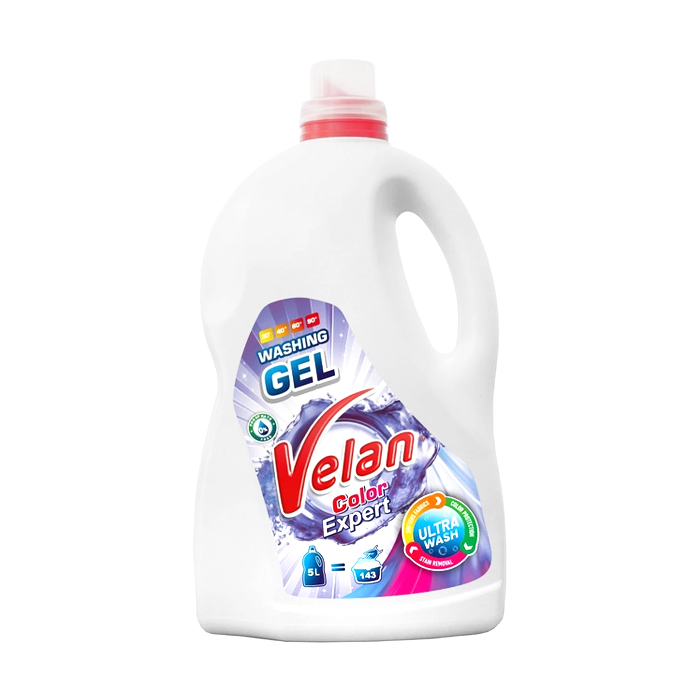

Гель для прання Velan Color Expert Washing Gel, 143 цикли прання, 5 л