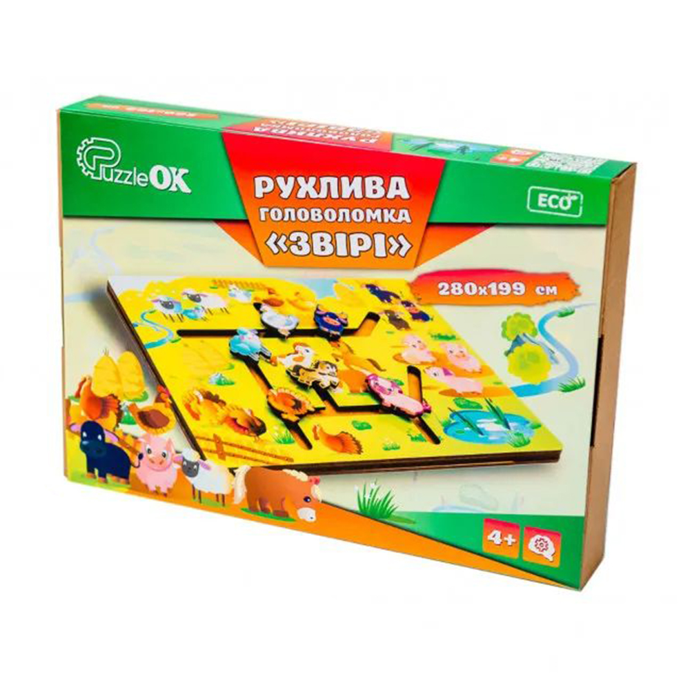 

Рухлива головоломка PuzzleOk Звірі, від 4 років, 28*19.9 см (Puz-27700)