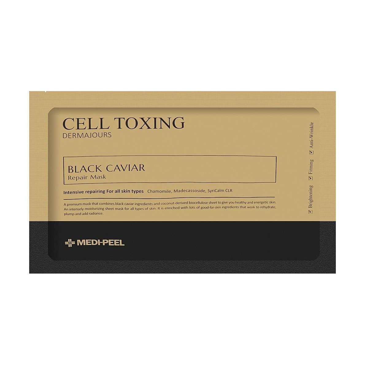 

Уцінка! Відновлювальна тканинна маска для обличчя Medi-Peel Cell Toxing Black Caviar Dermajours Repair Mask з екстрактом чорної ікри, 30 мл