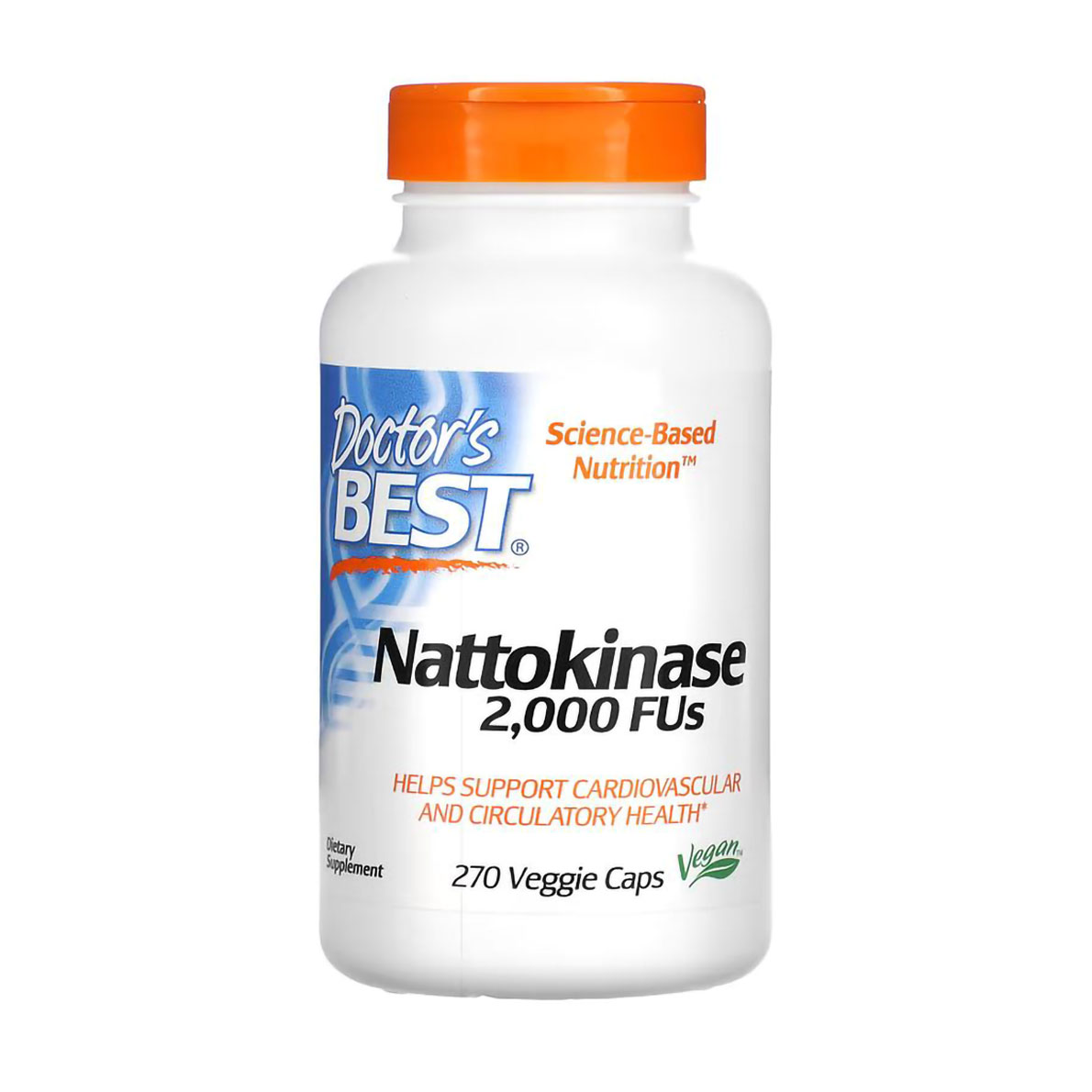 

Наттокіназа Doctor's Best Nattokinase 2000 FUs, 270 рослинних капсул
