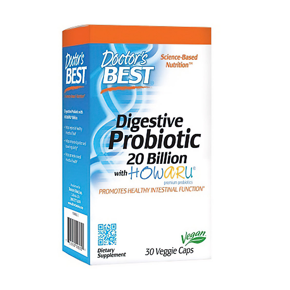 

Пробіотики Doctor's Best Digestive Probiotic 20 Billion With Howaru, 30 рослинних капсул
