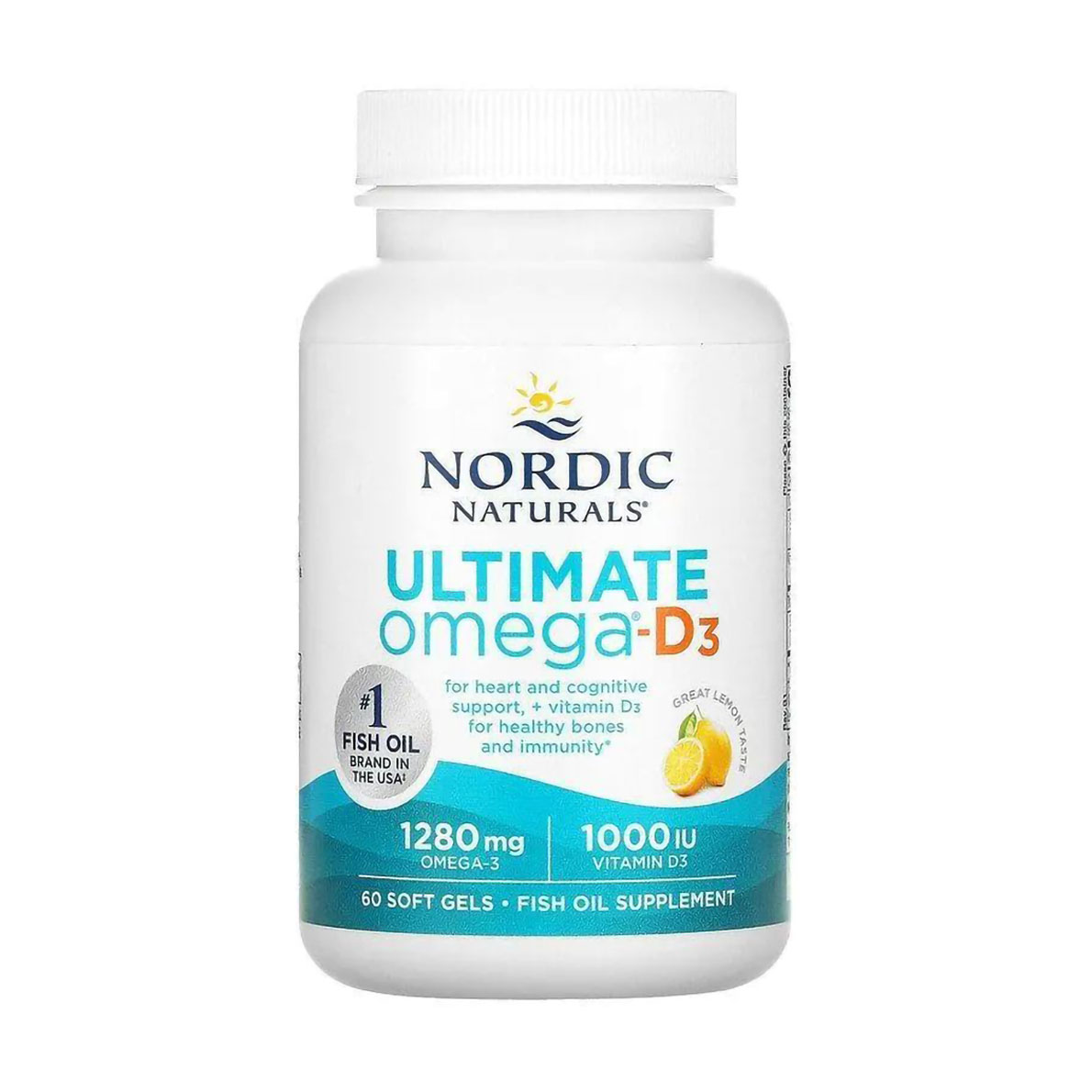 

Уцінка! Риб'ячий жир з вітаміном Nordic Naturals Ultimate Omega-D3, зі смаком лимону, 1280 мг + 1000 МО, 60 гелевих капсул