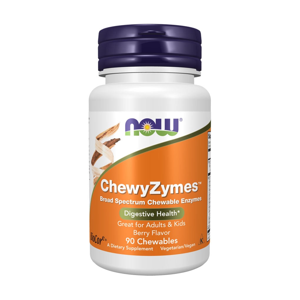 Уцінка! Травні ферменти NOW Foods ChewyZymes зі смаком ягід, 90 жувальних таблеток