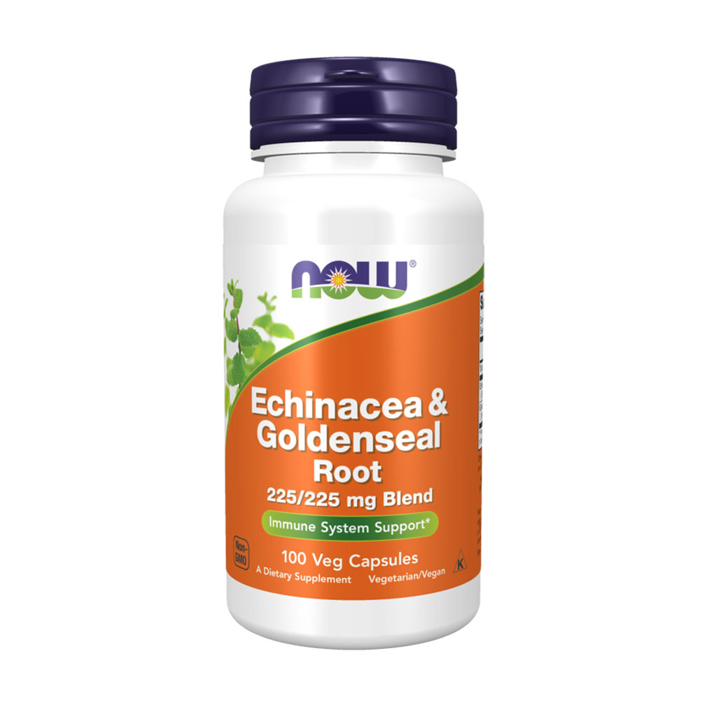 Уцінка! Ехінацея та гідрастіс NOW Foods Echinacea & Goldenseal Root 225/225 мг, 100 вегетаріанських капсул