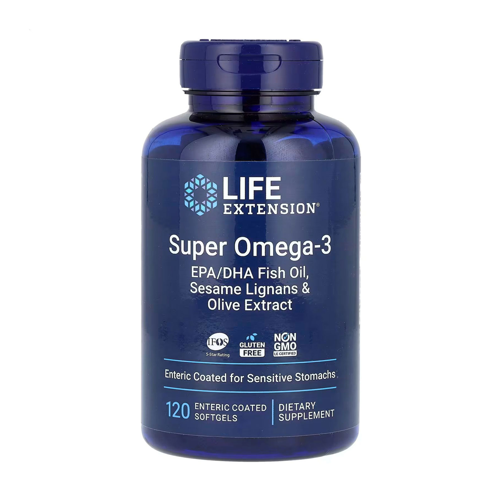 

Супер омега-3 Life Extension Super Omega-3 EPA/DHA Fish Oil, Sesame Lignans & Olive Extract, 120 гелевих капсул в оболочці
