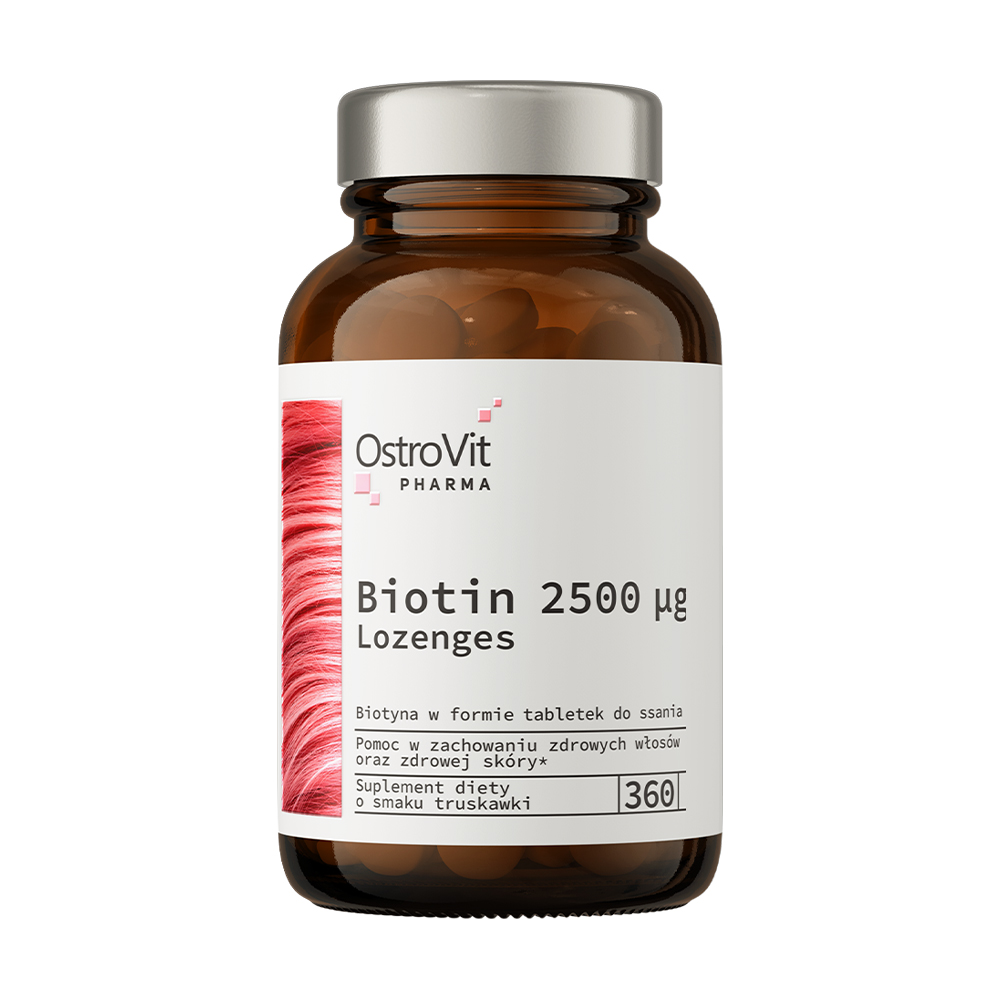 

Біотин OstroVit Pharma Biotin 2500 зі смаком полуниці, 360 льодяників