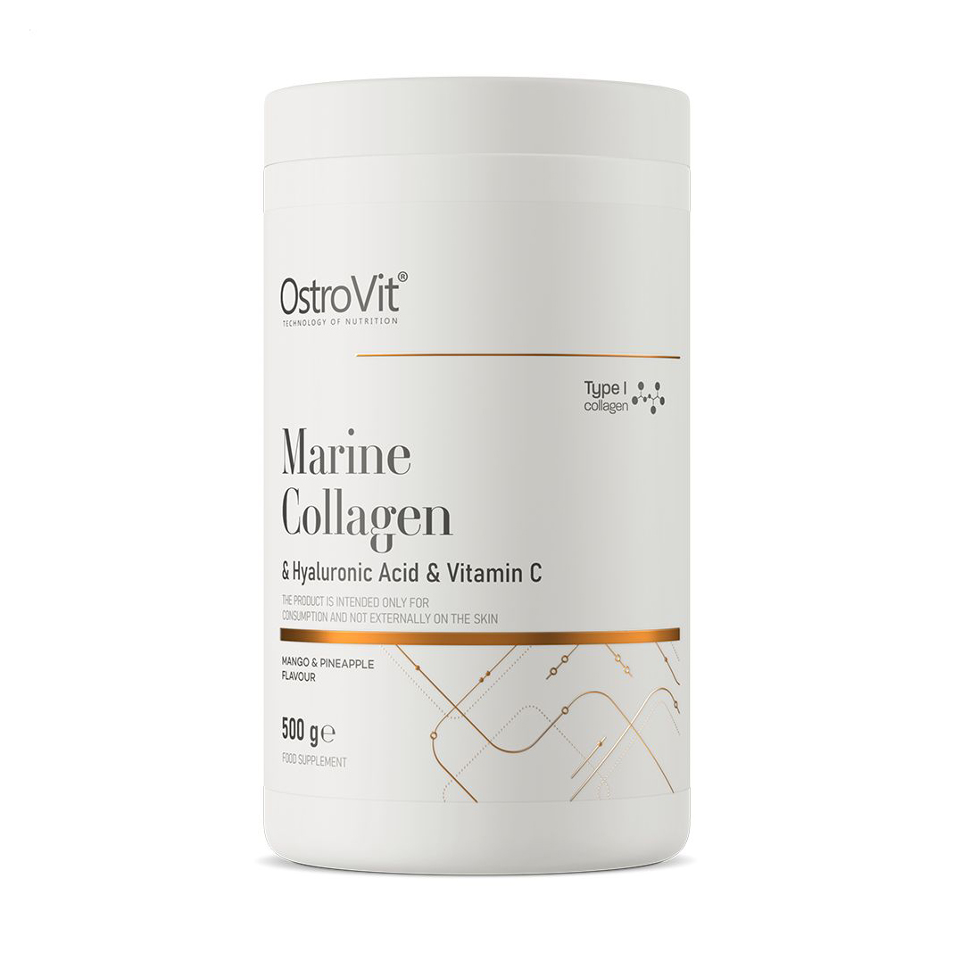 

Морський колаген з гіалуроновою кислотою та вітаміном C OstroVit Marine Collagen & Hyaluronic acid & Vitamin C Манго-ананас, в порошку, 500 г